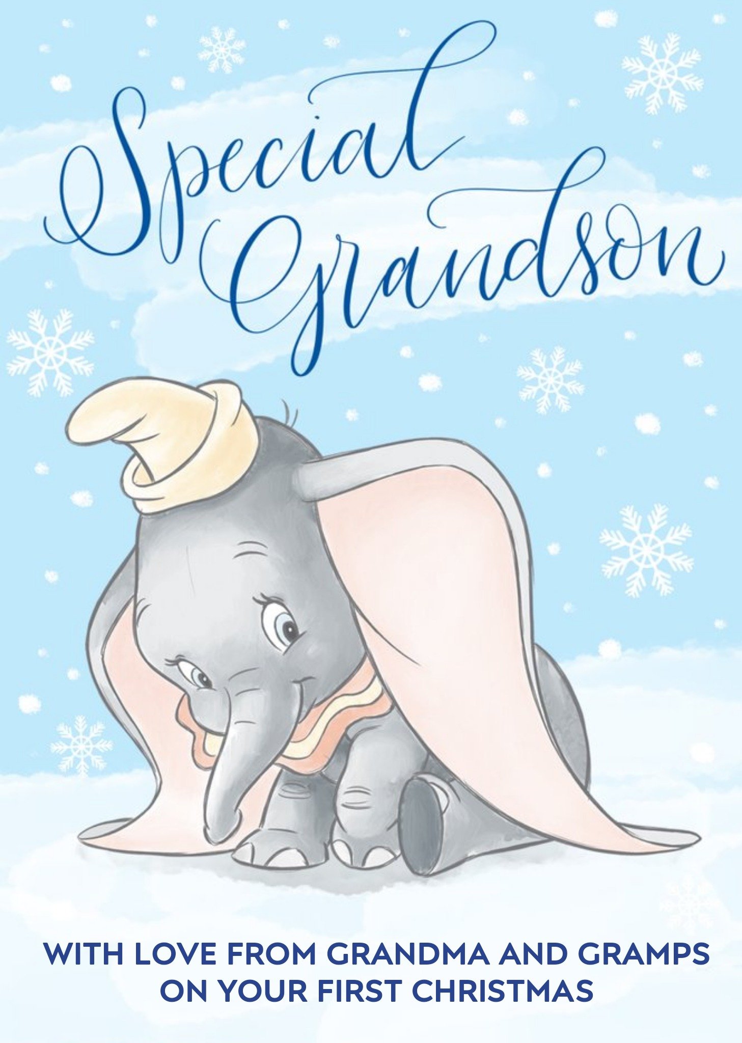 Disney Dumbo Grandson's First Christmas Personalised Card, Large
