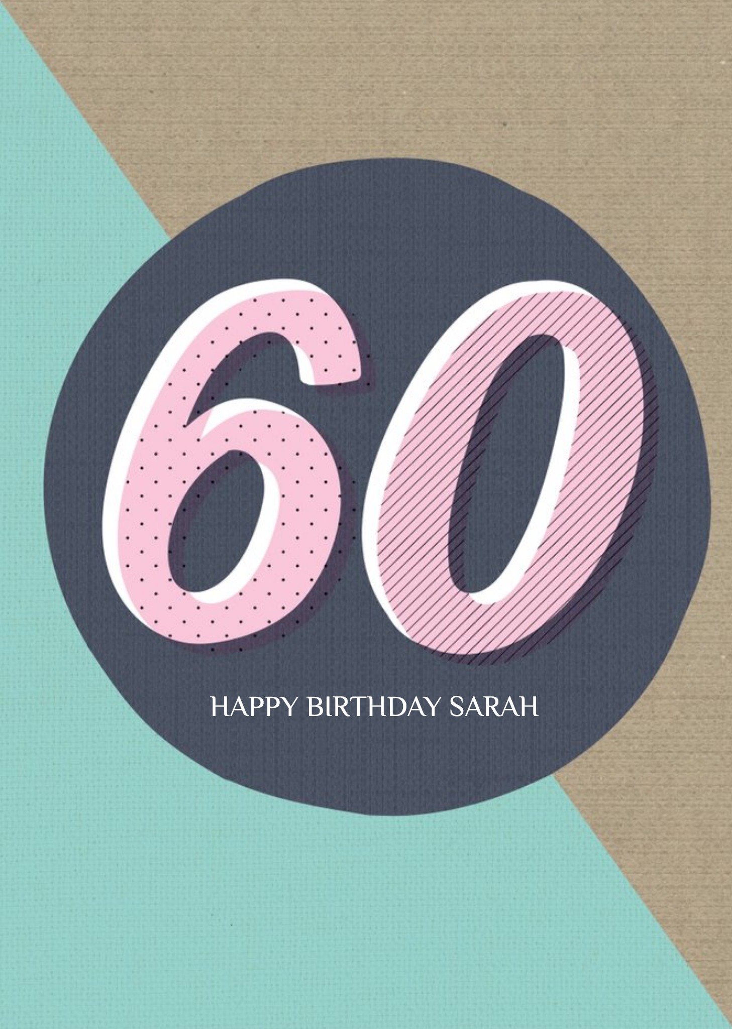 Moonpig Personalised Text 60th Birthday Card, Large