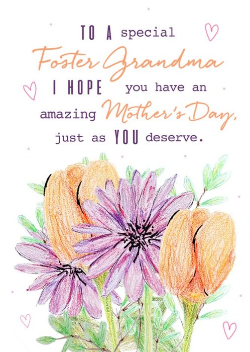 Illustration Of Flowers Foster Grandma's Mother's Day Card