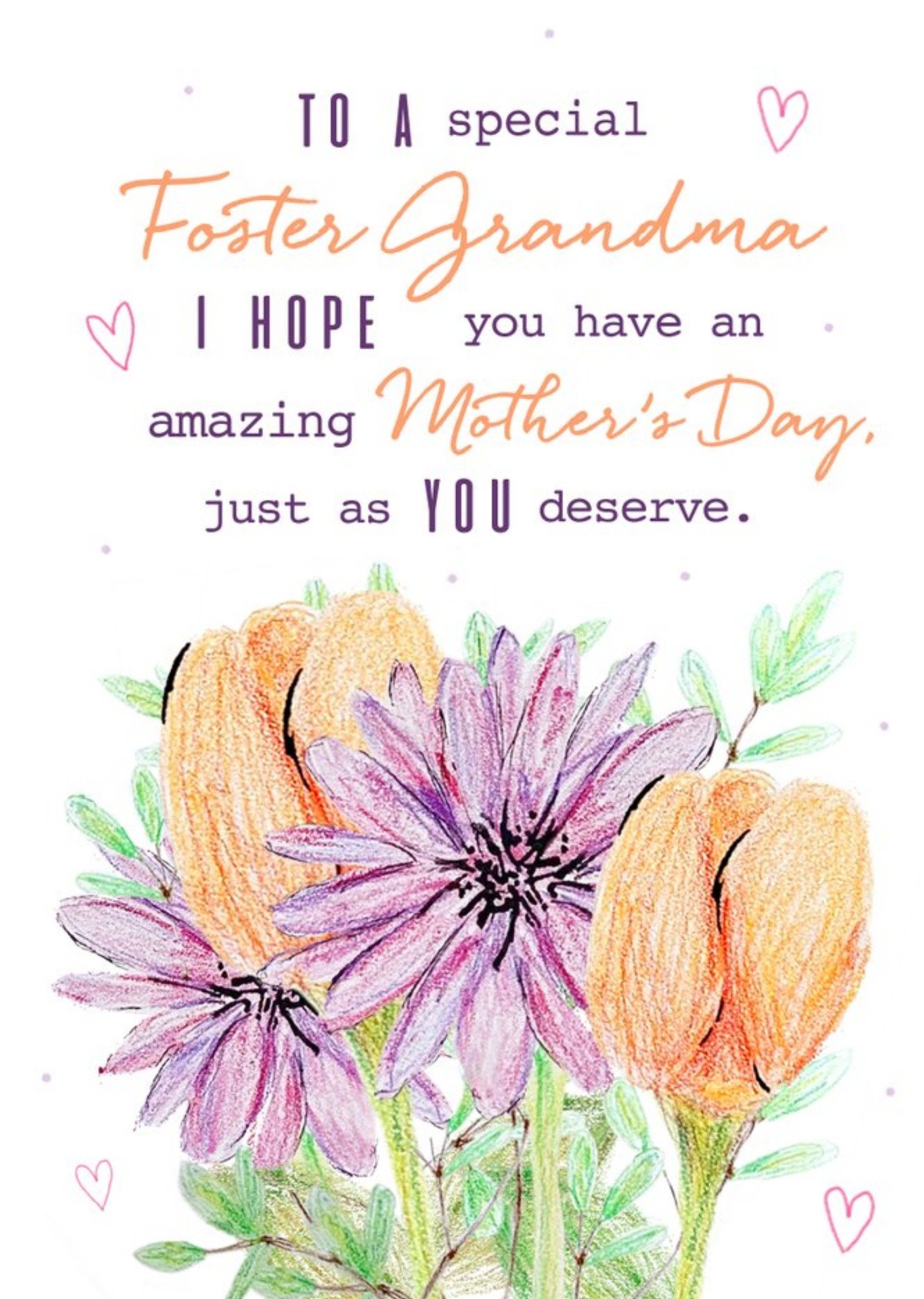 Moonpig Illustration Of Flowers Foster Grandma's Mother's Day Card Ecard