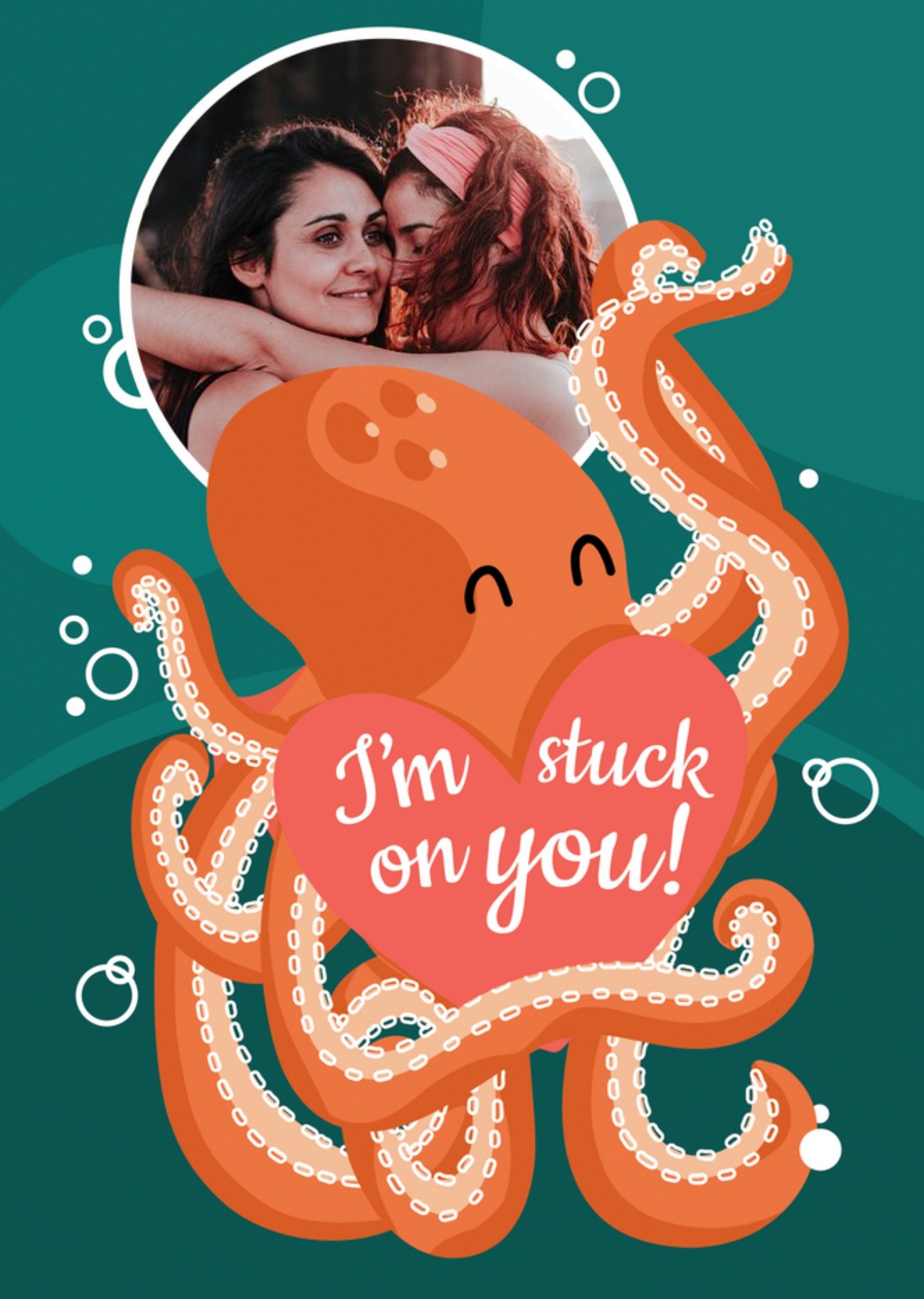 Moonpig The London Studio Illustration Octopus Funny Cute Photo Upload Card Ecard