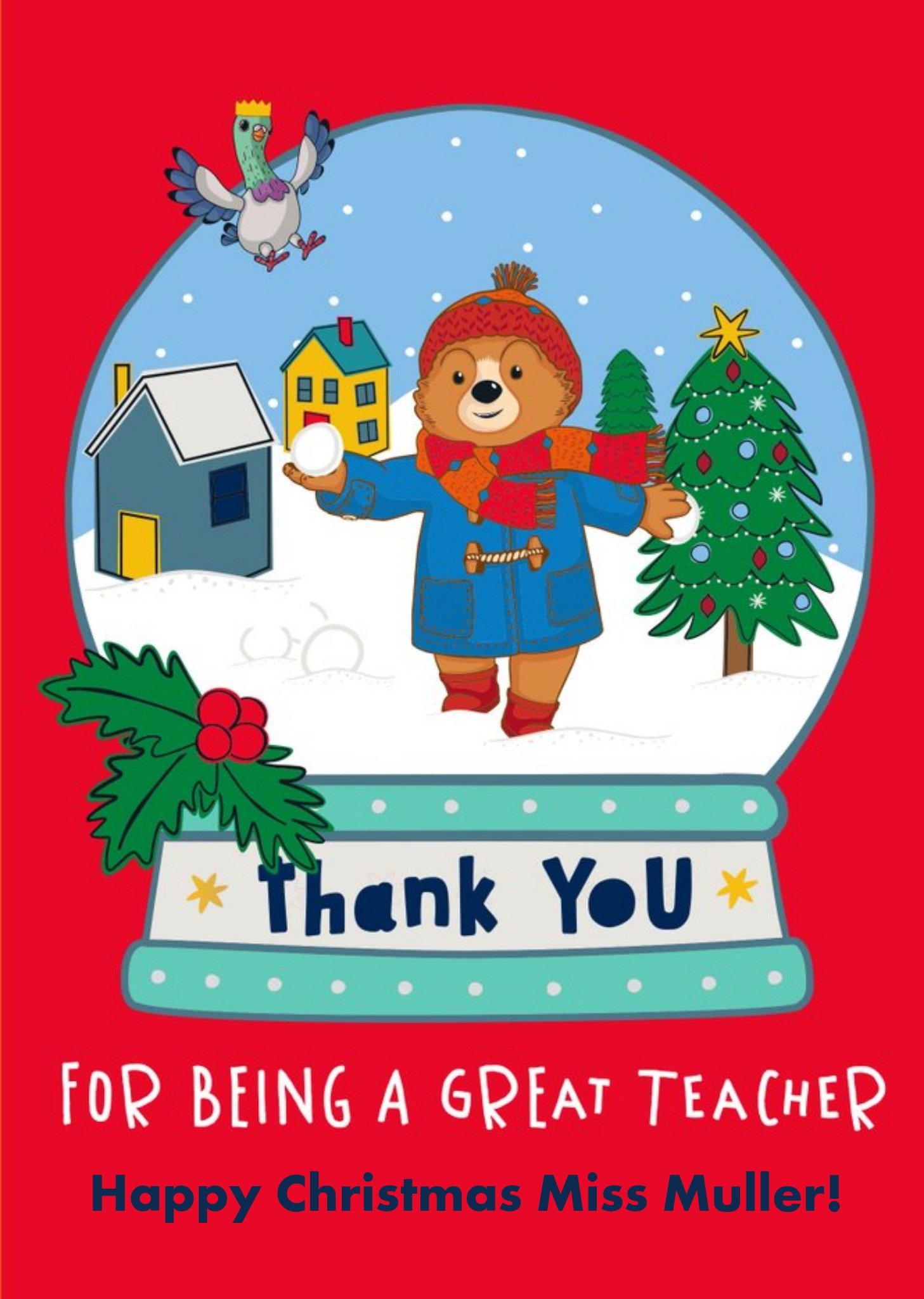 Paddington Bear Teacher Christmas Card