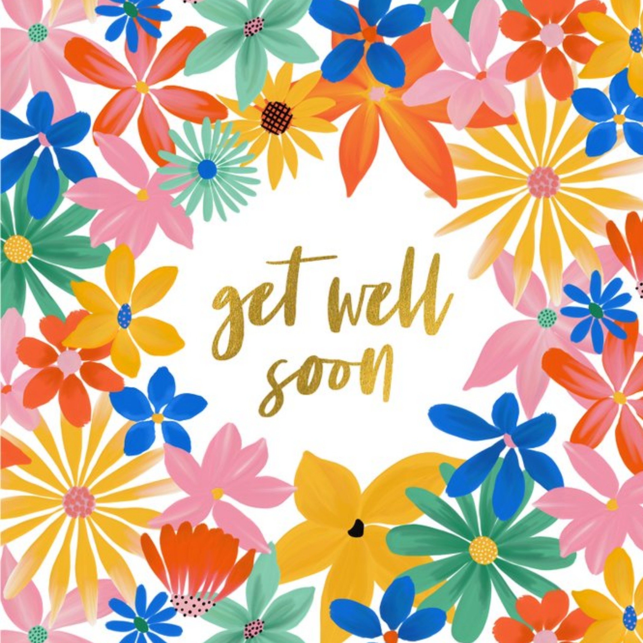 Gabriel Neil Flowers Get Well Card, Square