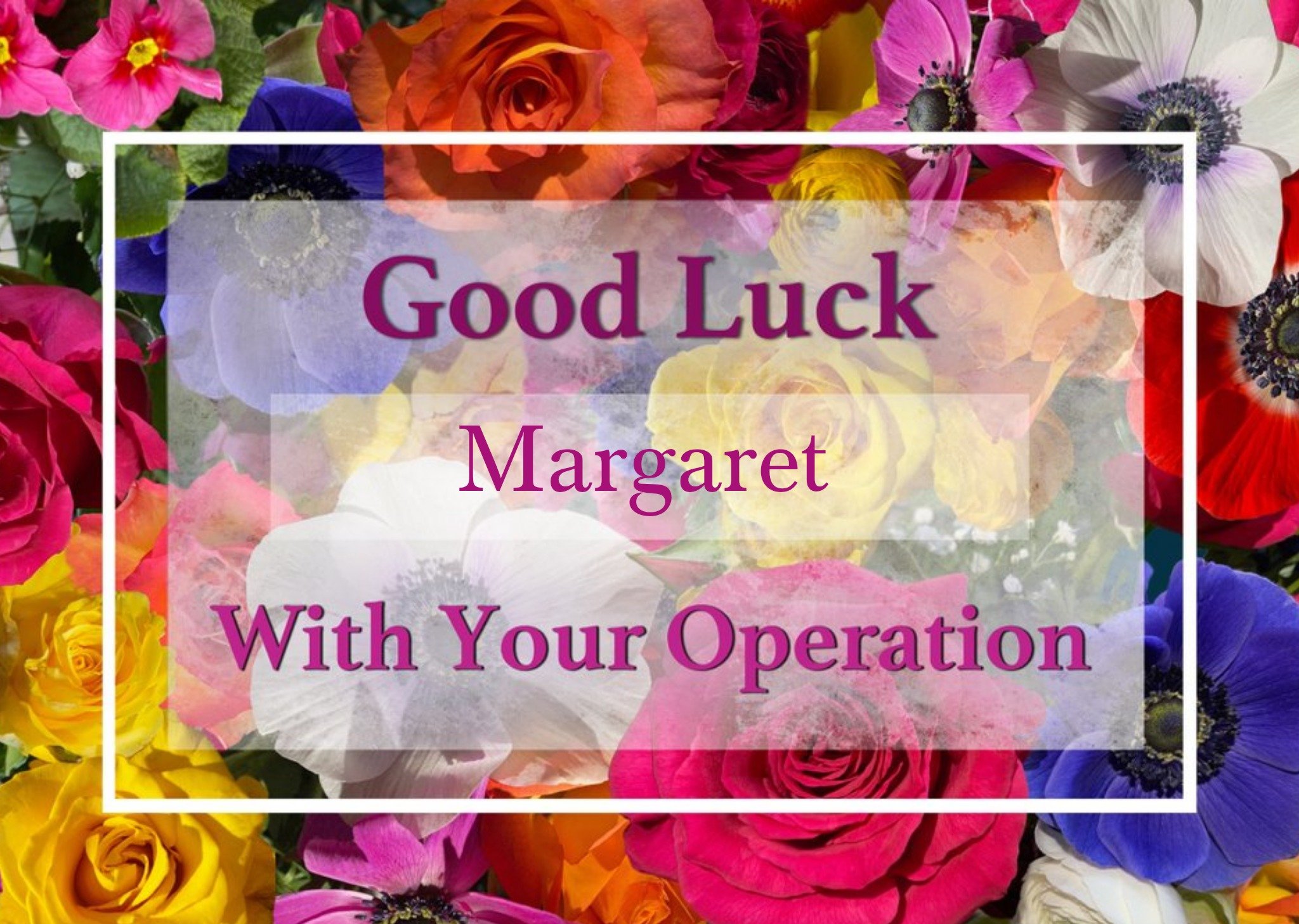 Moonpig Photographic Floral Background With Framed Text Good Luck With Your Operation Card Ecard