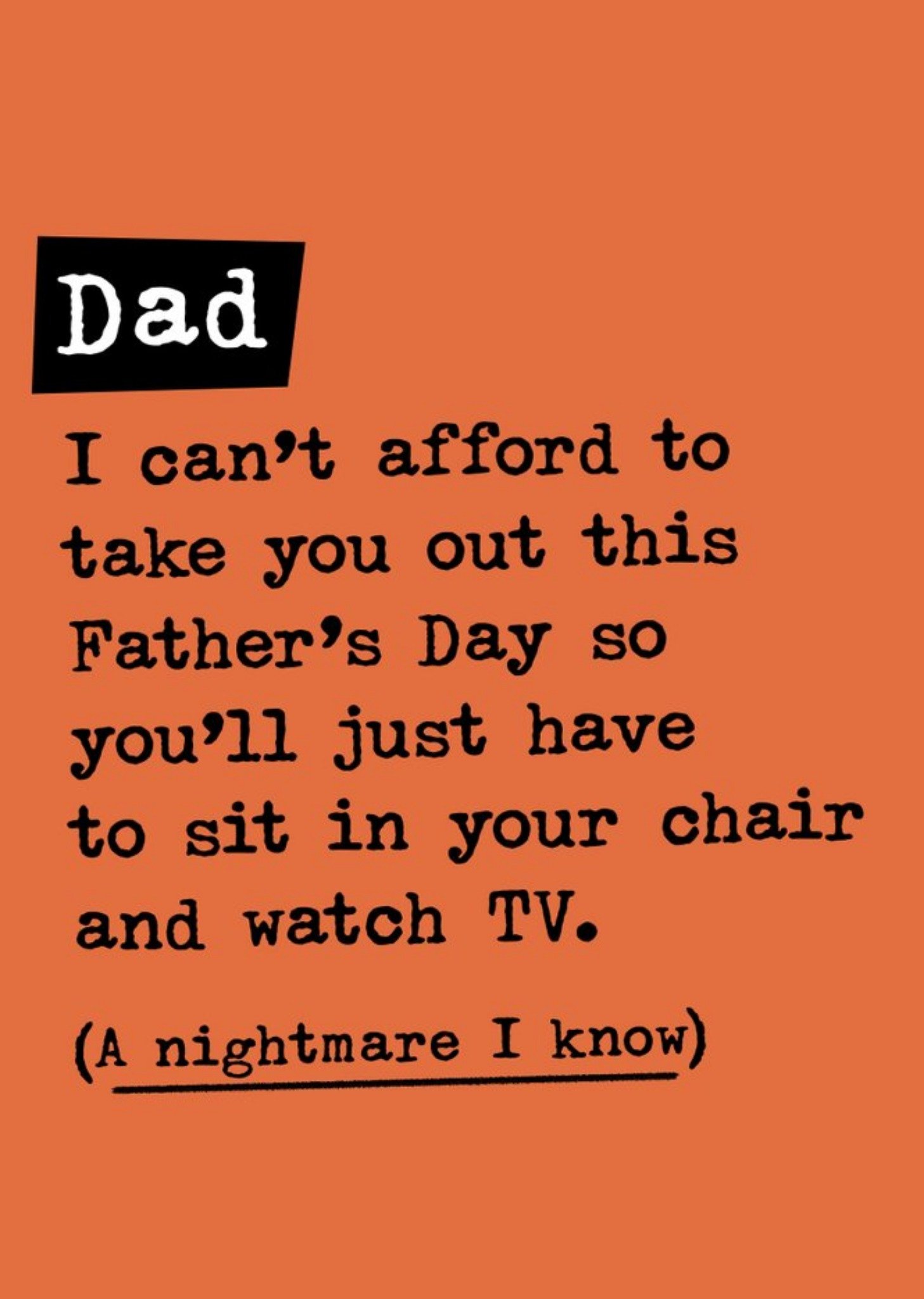 Can't Afford Father's Card Funny Card