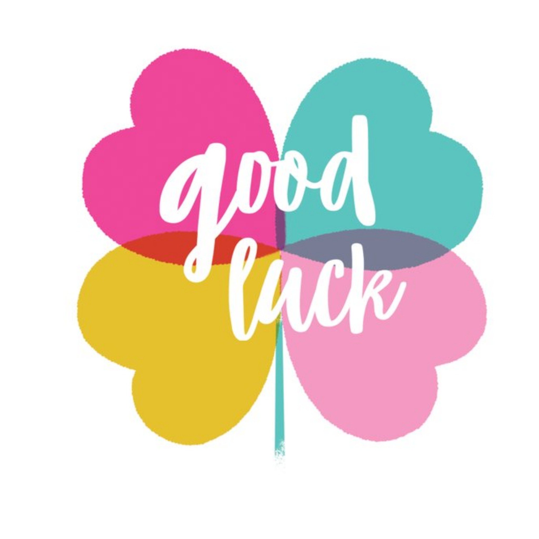 Good Luck Four Leaf Clover Colourful Card, Square