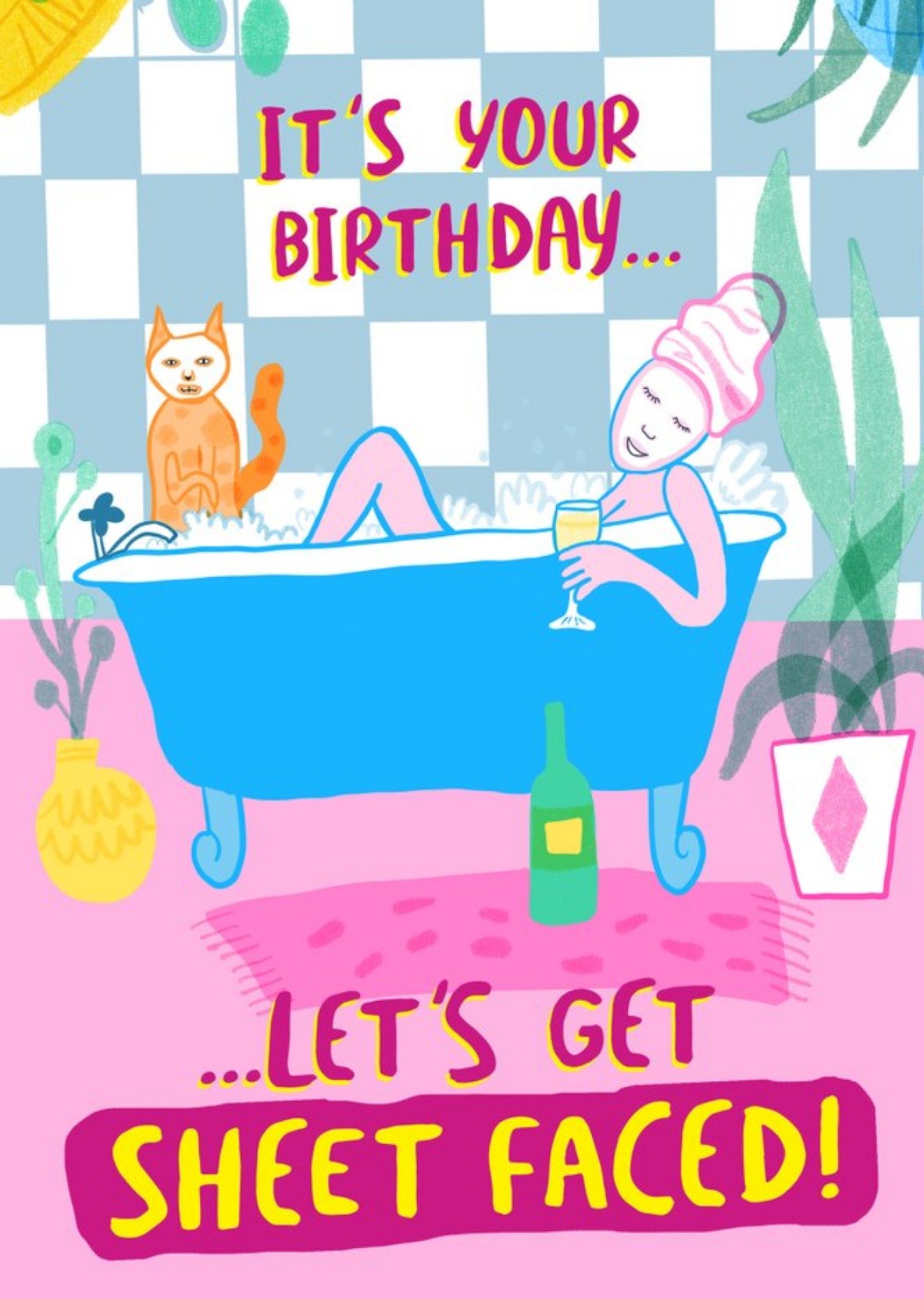 Moonpig Funny Let's Get Sheet Faced Birthday Card, Large