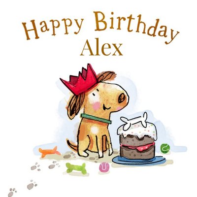 Cute Illustrated Dog Birthday Card