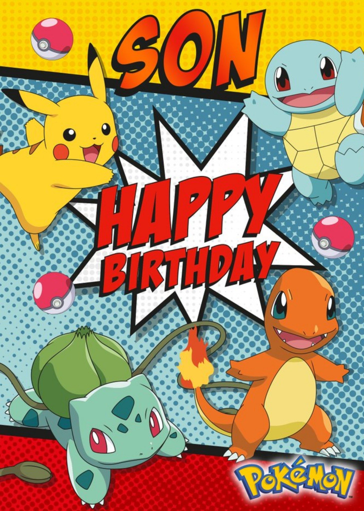 Pokemon Birthday Card - Son, Happy Birthday, Large