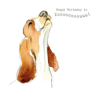 Cute Illustrated Basset Hound Birthday Card