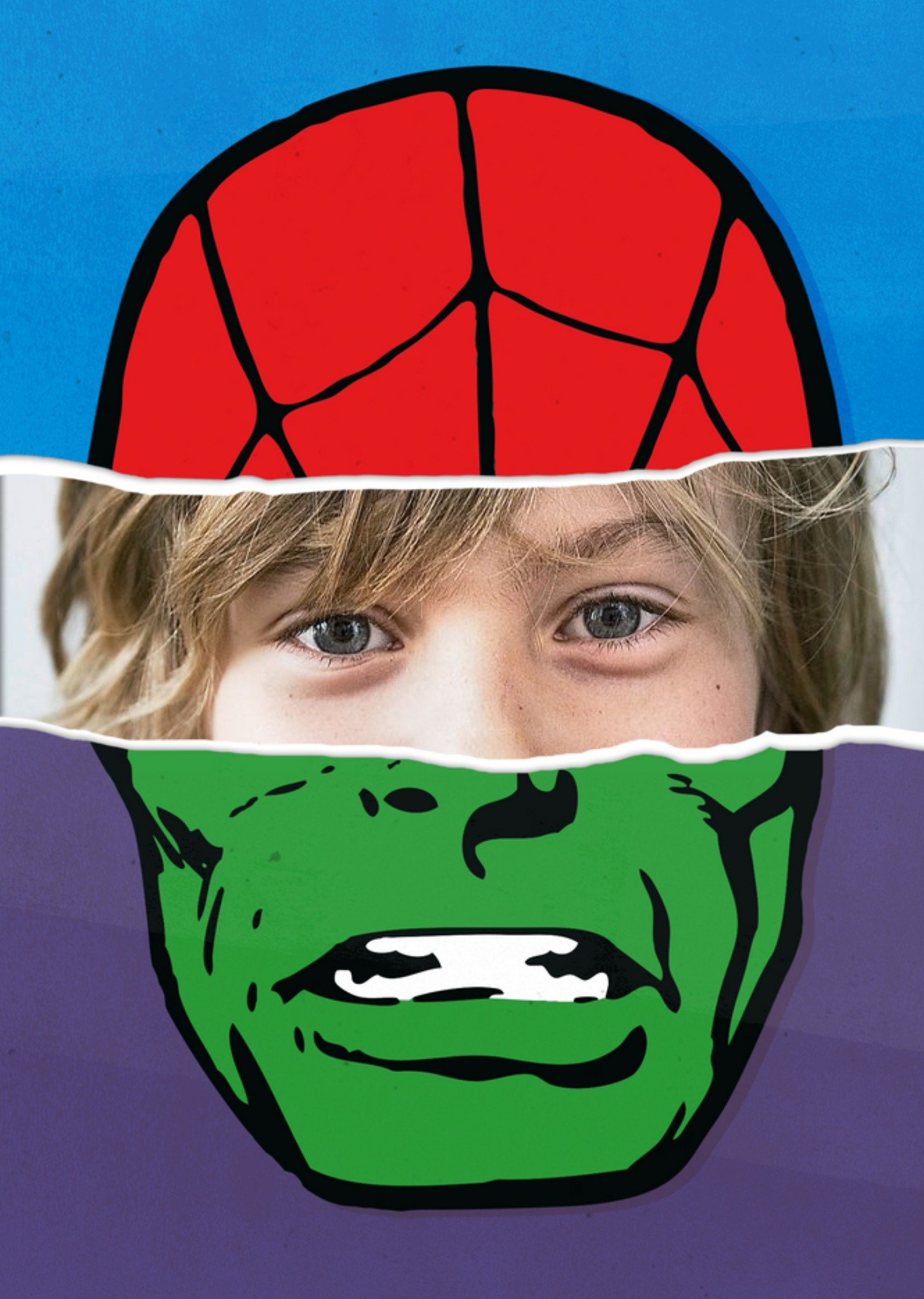 Marvel The Avengers Spiderman And The Hulk Face Photo Card, Large