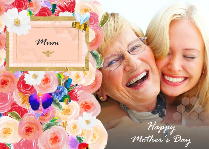 Mother's Day Card - Photo Upload Card - Floral