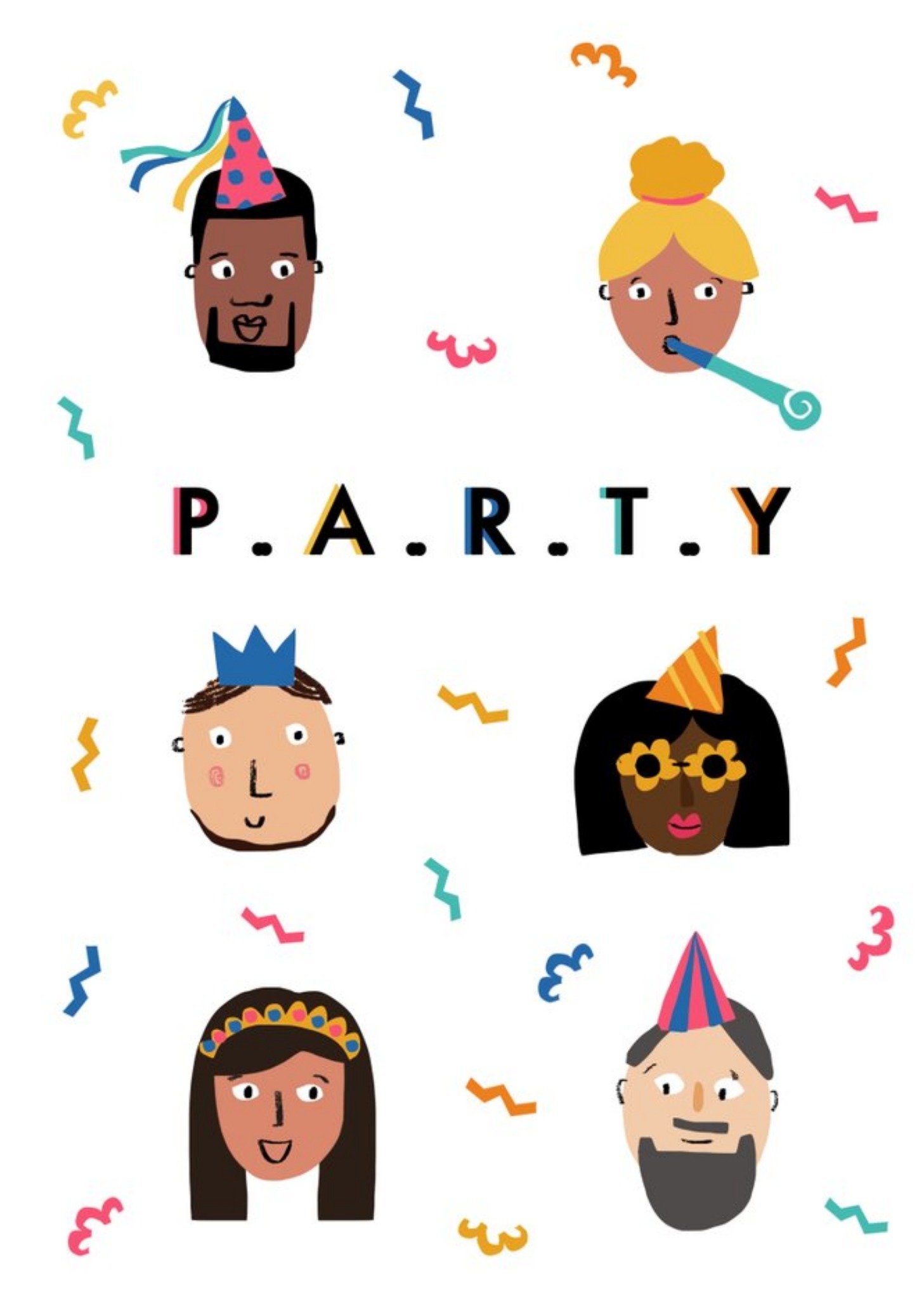 Moonpig Diversity People Party Birthday Card Ecard