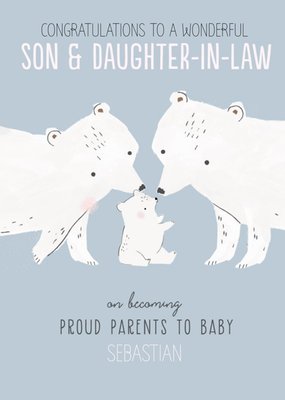 Cute Illustrative Son & Daughter-In-Law New Baby Card