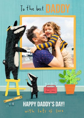 Illustrated Badgers Happy Daddy's Day Photo Upload Father's Day Card