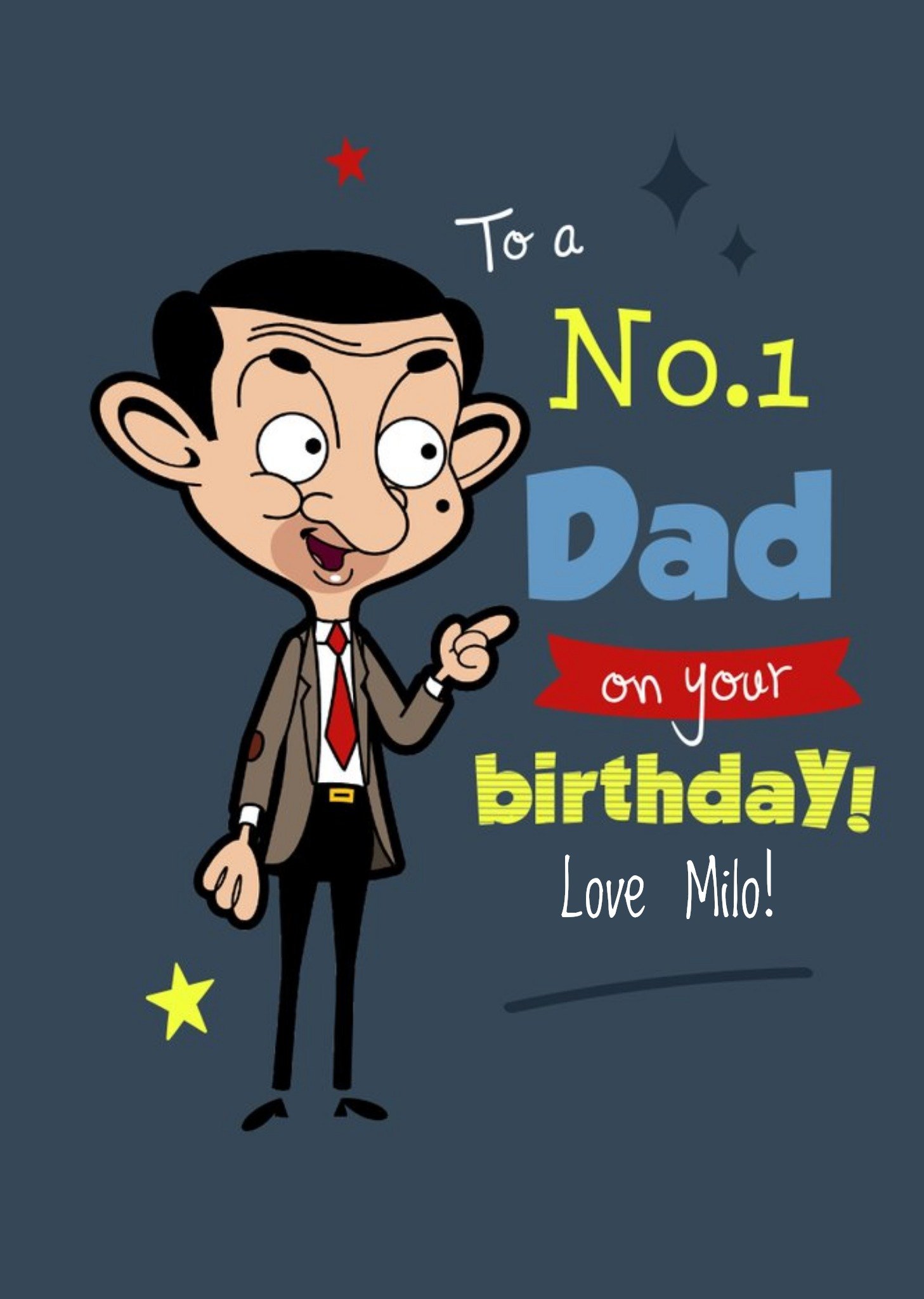 Illustrated Mr Bean No. 1 Dad Birthday Card Ecard