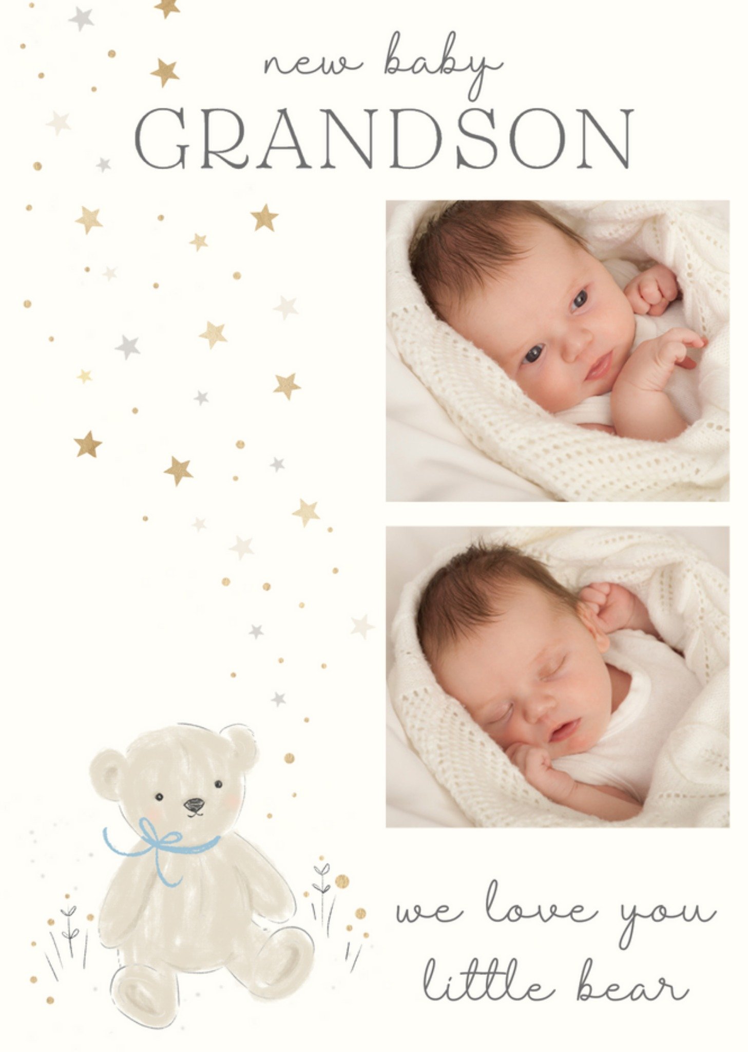 Moonpig Little Bear Photo Upload New Baby Card Ecard