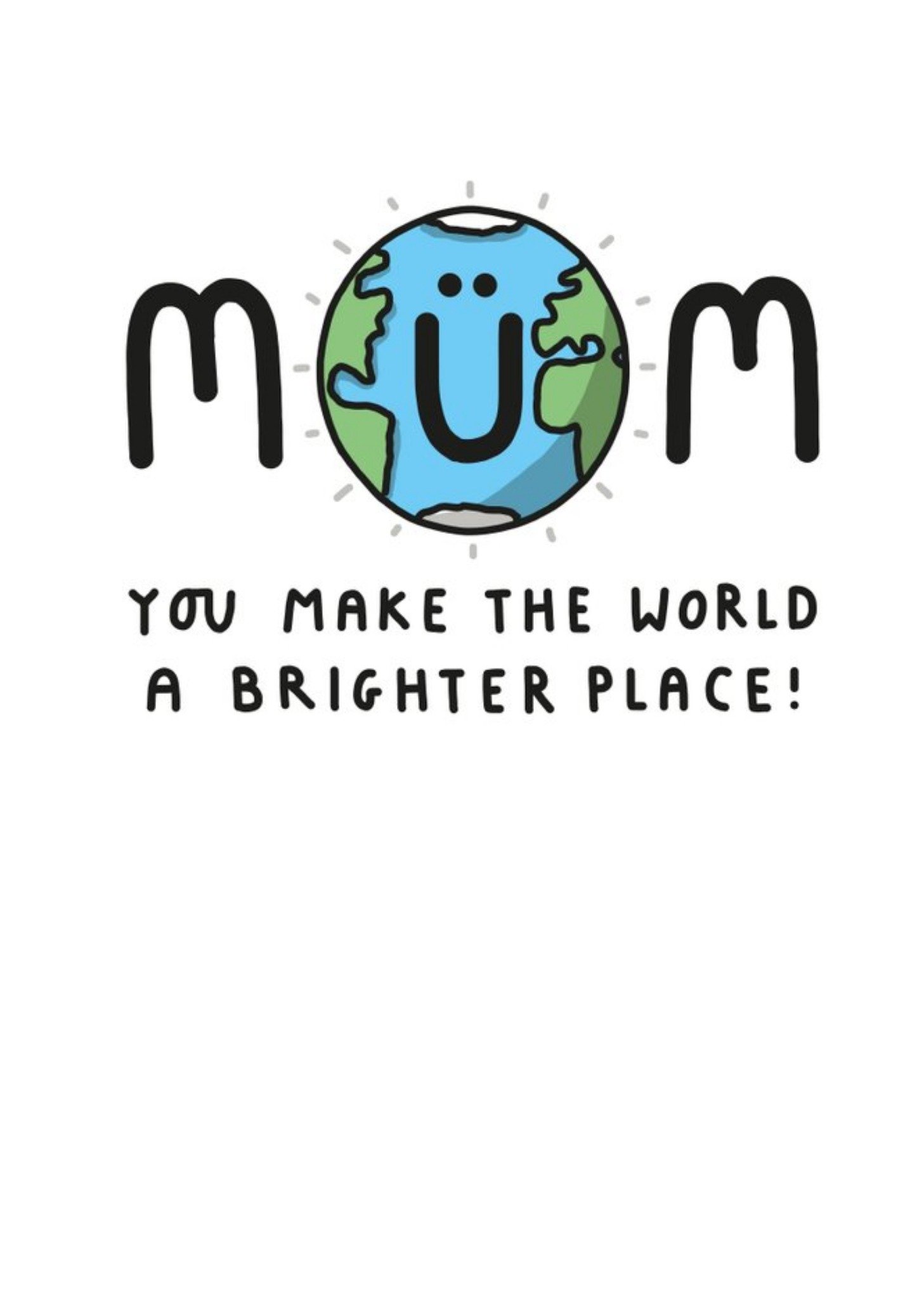 Illustration Of Planet Earth With A Smiley Face In The Word Mum Mother's Day Card Ecard