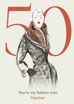 V And A Vintage Fashion Illustration Icon 50th Birthday Card