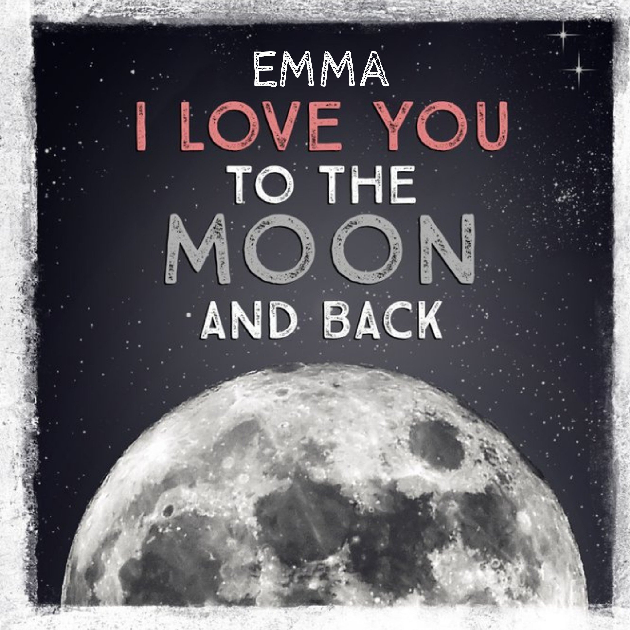 Moonpig Personalised Name, I Love You To The Moon And Back Card, Square