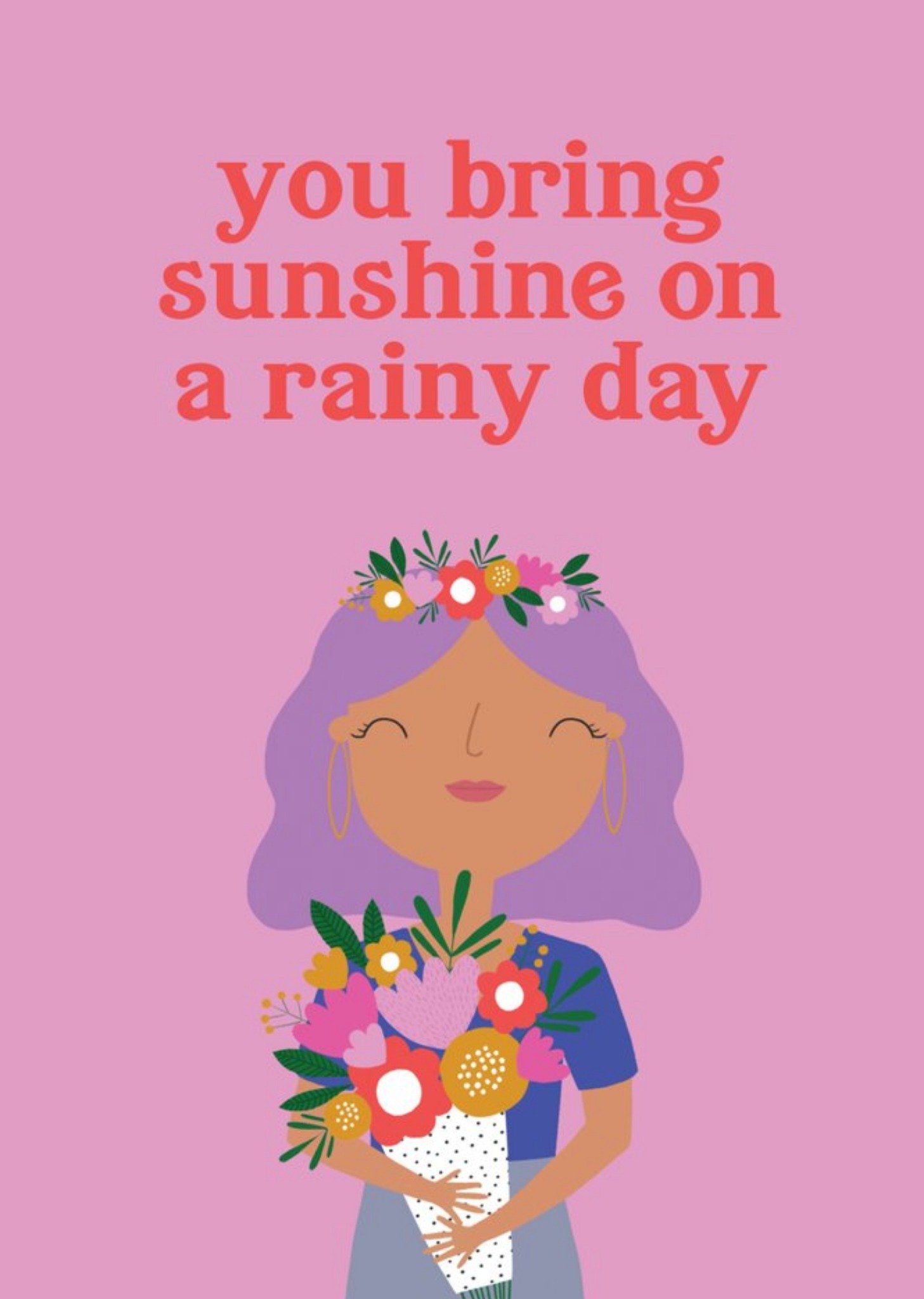 Moonpig Paperlink Choose Joy Sunshine Rainy Day Illustrated Character Card, Large