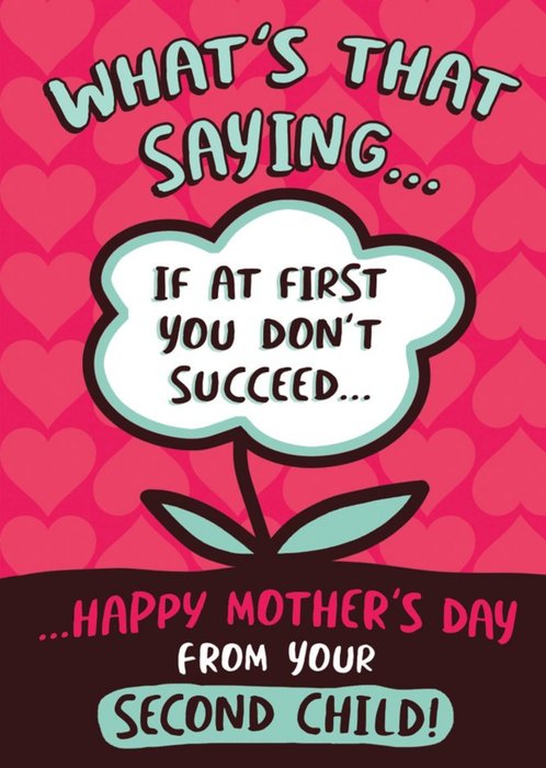 Funny Second Child Mother's Day Card