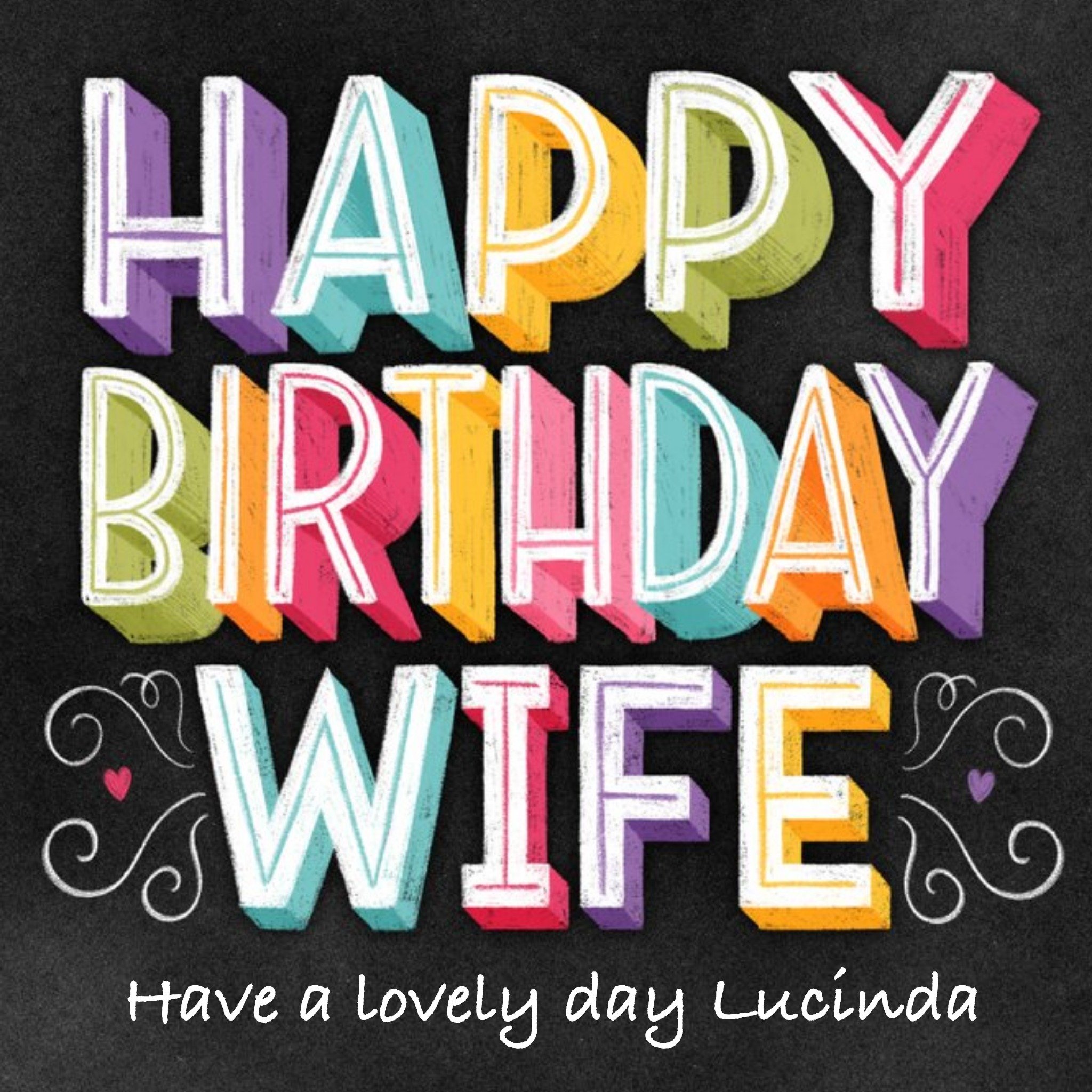 Moonpig Happy Birthday Wifechalkboard Chalk Lettering Typographic Birthday Card, Large