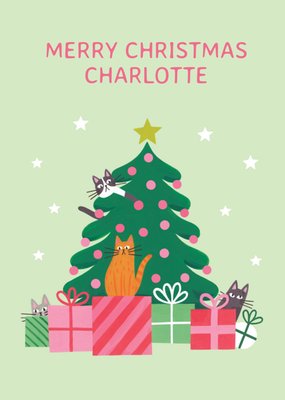 Cats And Presents Christmas Card