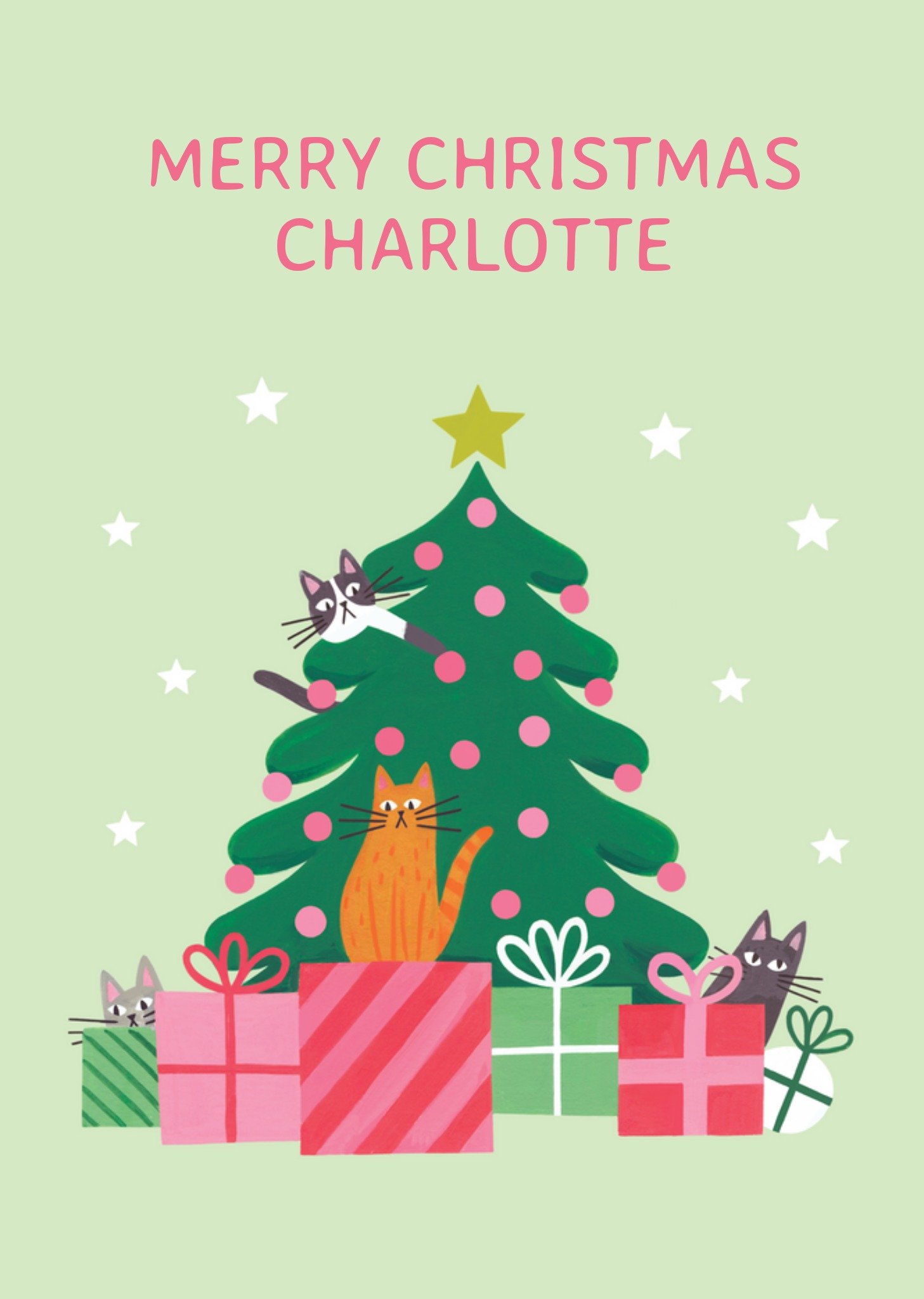 Moonpig Cats And Presents Christmas Card, Large