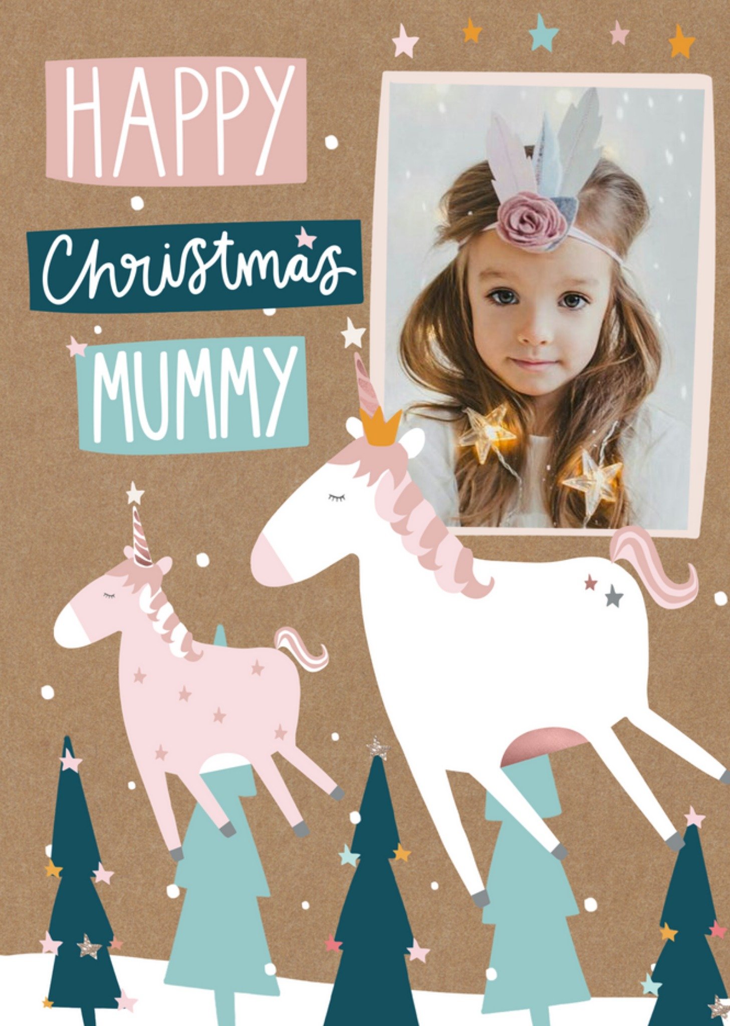 To Mummy From The Kids Unicorn Photo Upload Card Ecard