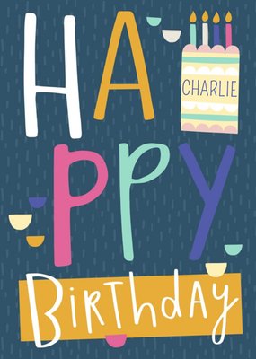Big Colourful Letters Personalised Happy Birthday Card