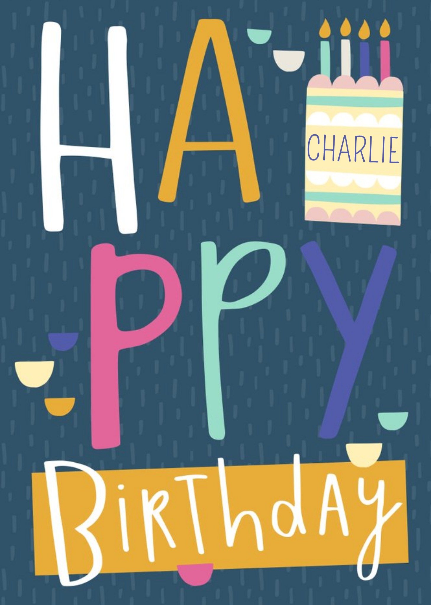 Big Colourful Letters Personalised Happy Birthday Card Ecard