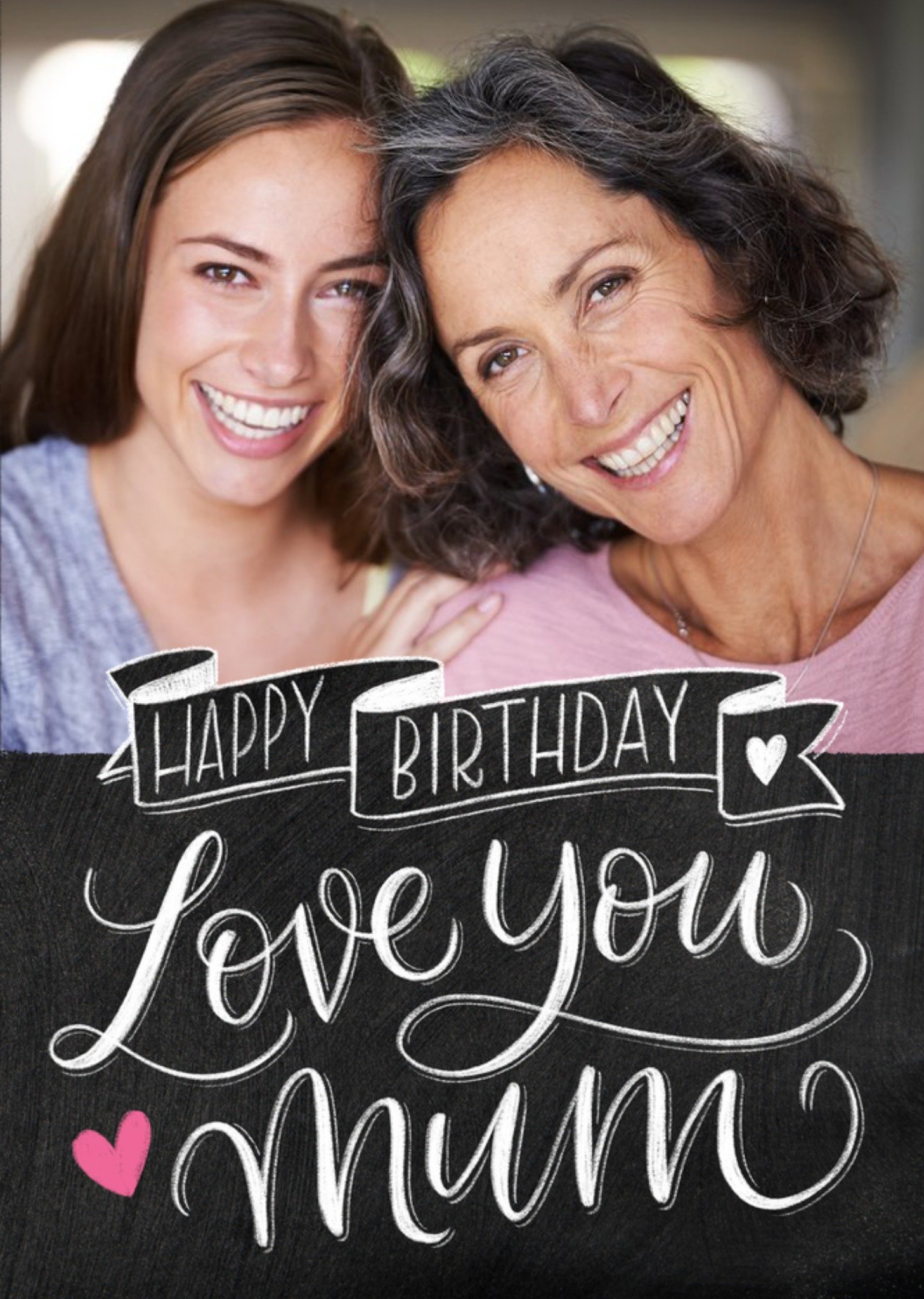 Typographic Chalkboard Happy Birthday Love You Mum Photo Upload Birthday Card Ecard