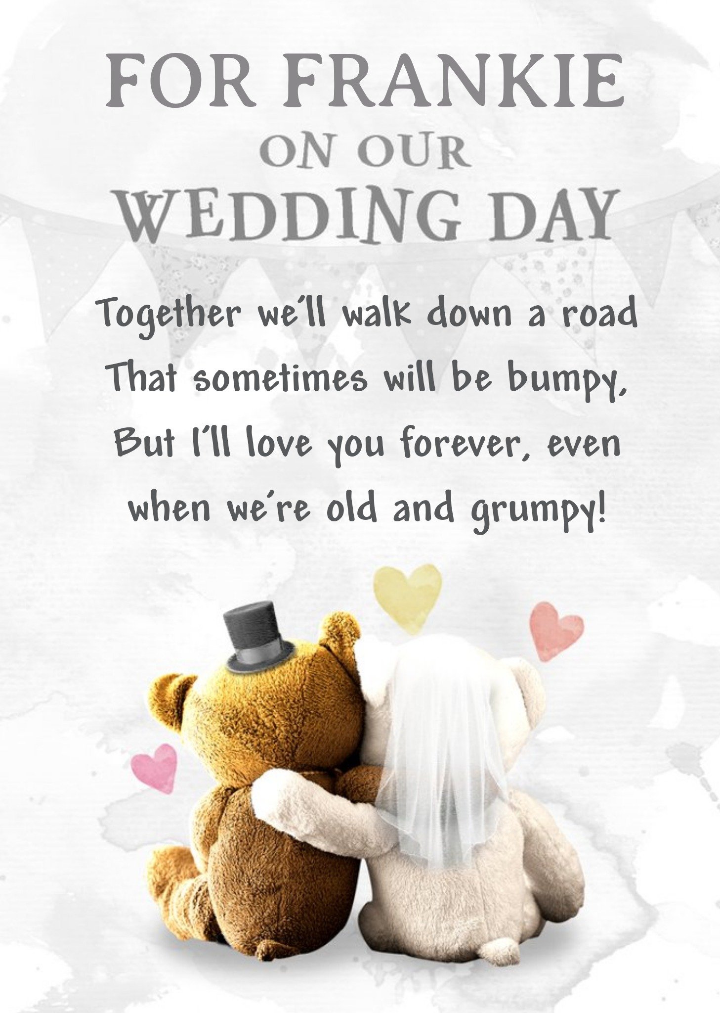 Moonpig Top Hat And Veil Teddies Personalised Wedding Card, Large