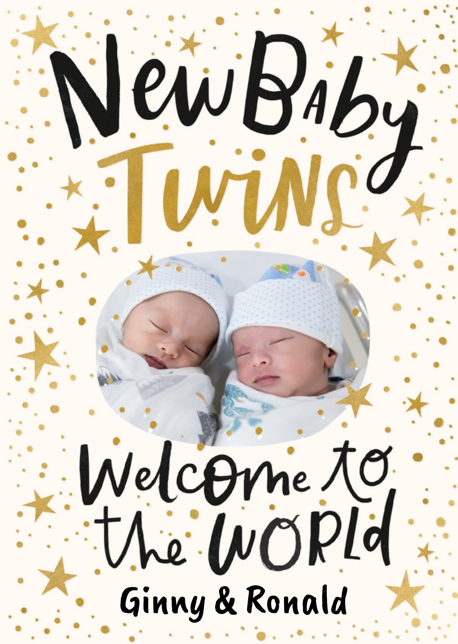 Moonpig New Baby Twins Welcome To The World Photo Upload Card Ecard