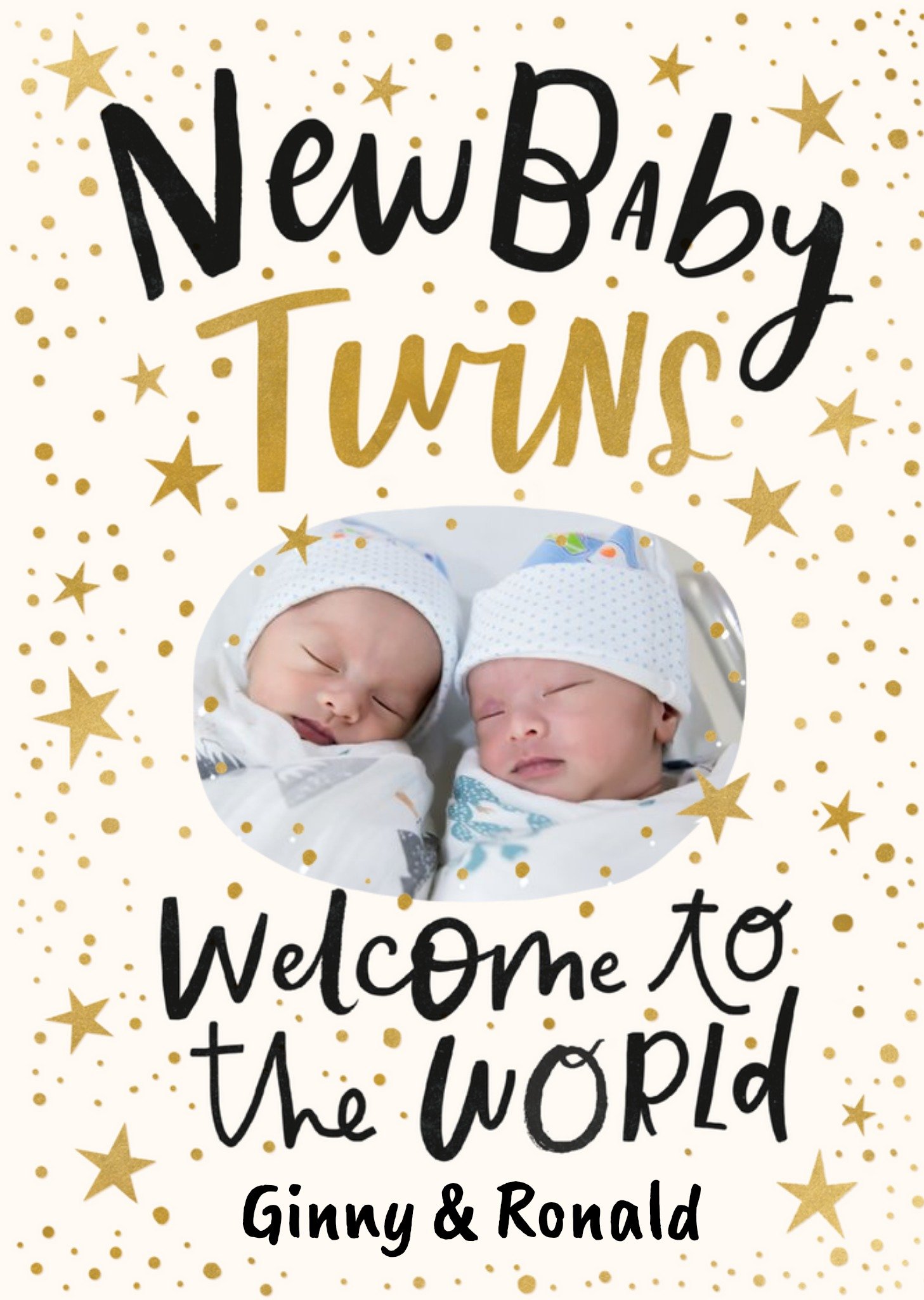 New Baby Twins Welcome To The World Photo Upload Card Ecard