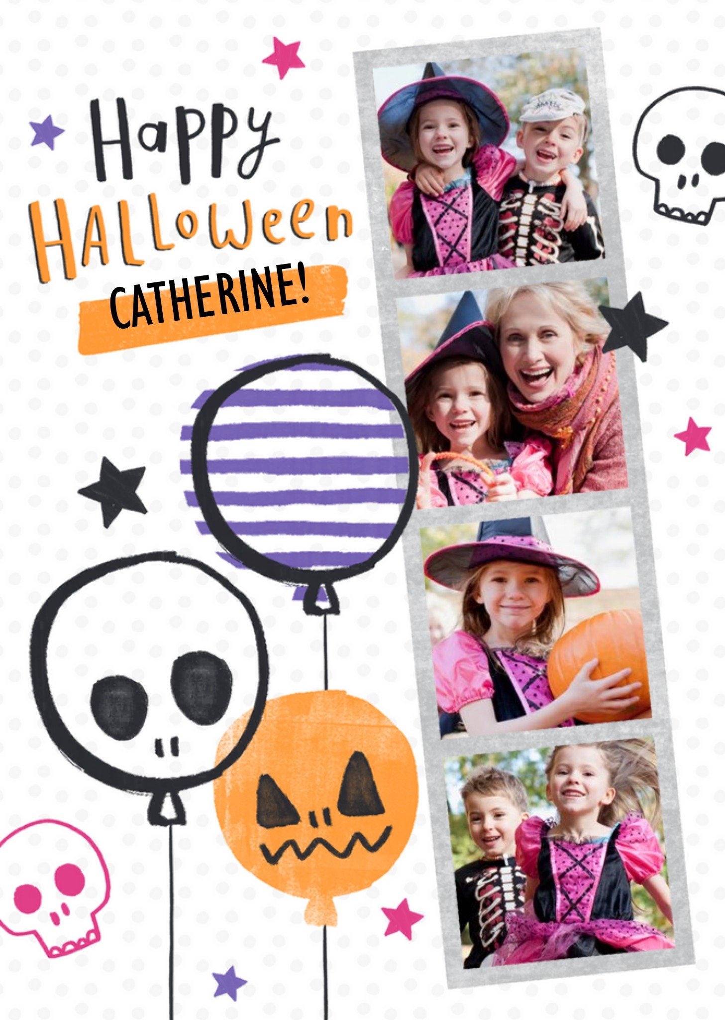 Moonpig Scary Balloons Happy Halloween Multi-Photo Card Ecard