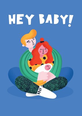 Modern Illustrated Hey Baby New Baby Card