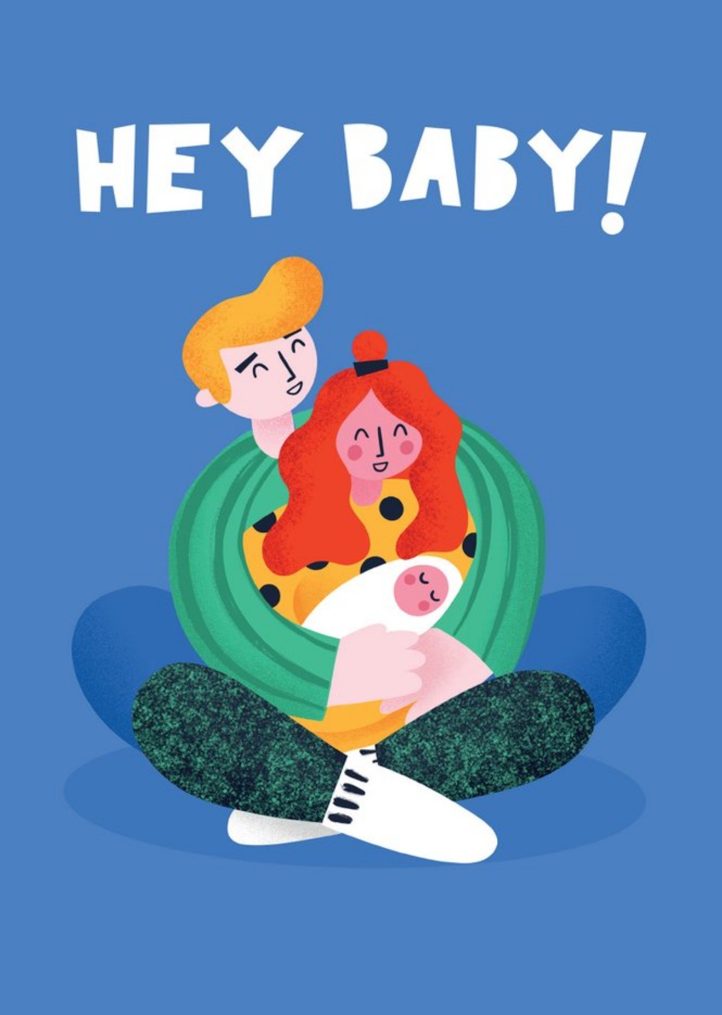 Modern Illustrated Hey Baby New Baby Card Ecard