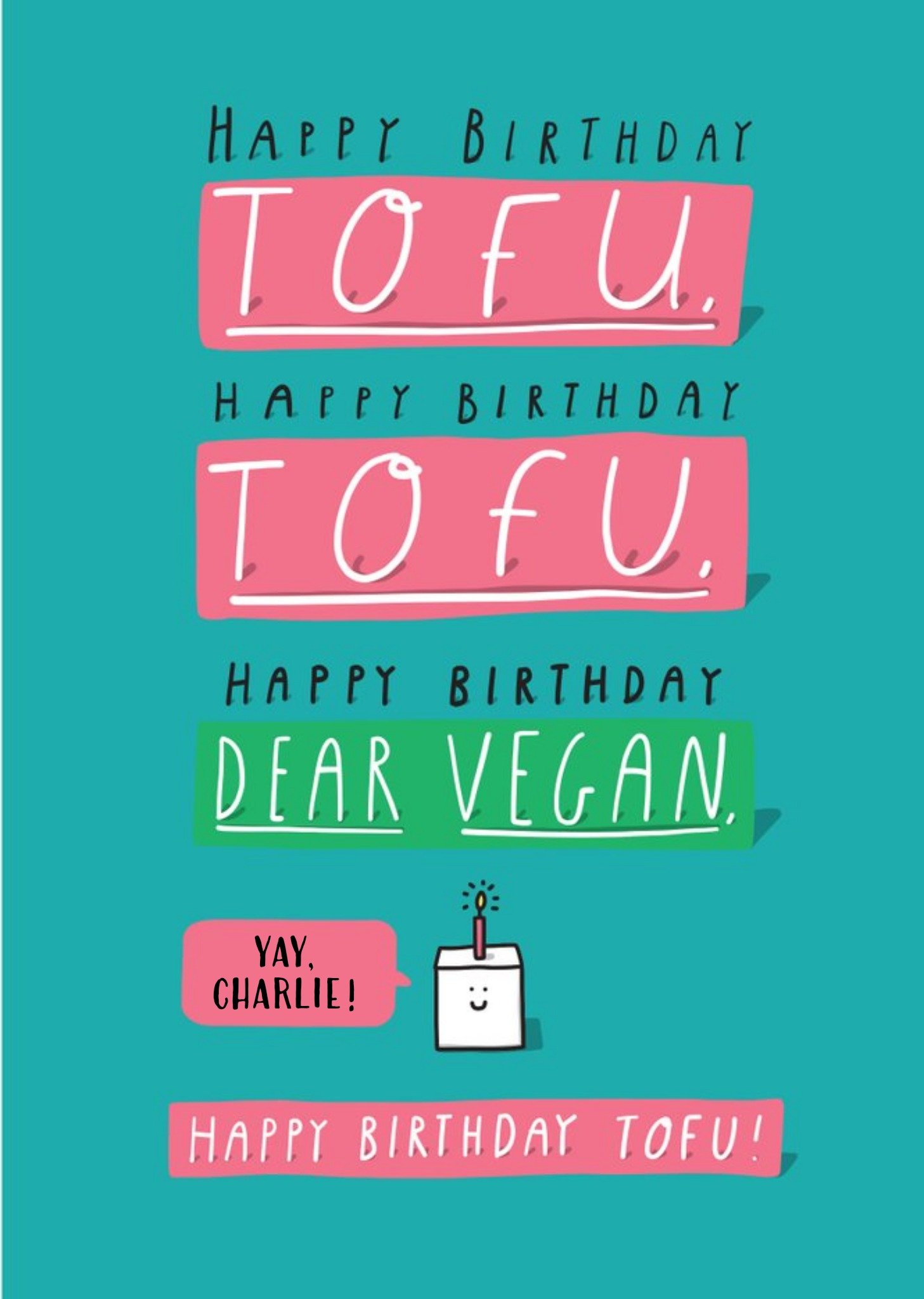 Moonpig Funny Tofu Vegan Birthday Card, Large