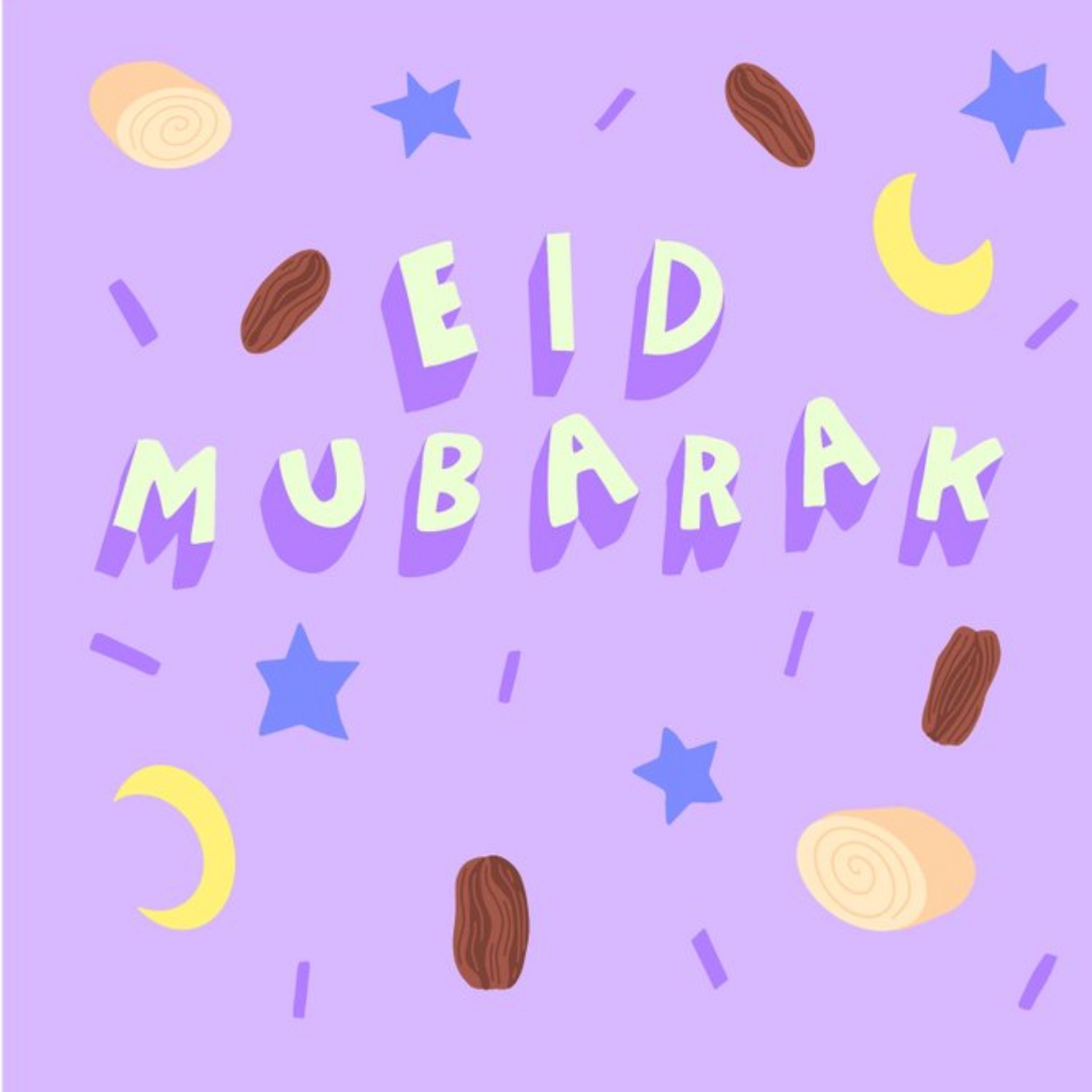 Moonpig Aleisha Earp Illustrated Eid Mubarak Card, Large