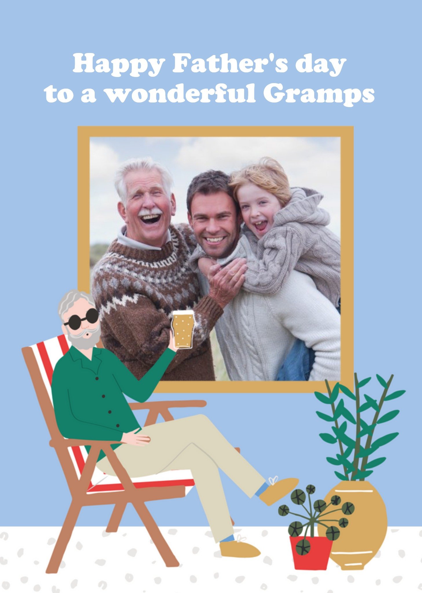 Moonpig Illustrated Wonderful Gramps Photo Upload Father's Day Card Ecard
