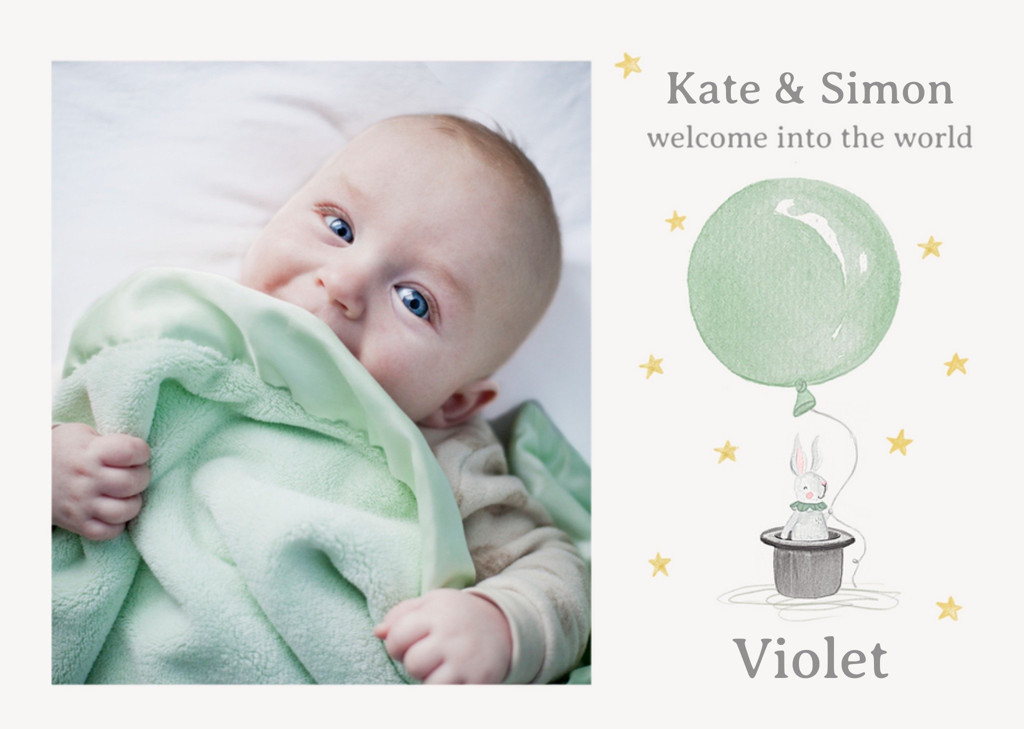 Moonpig Welcome Into The World Watercolour Photo Upload New Baby Card Ecard