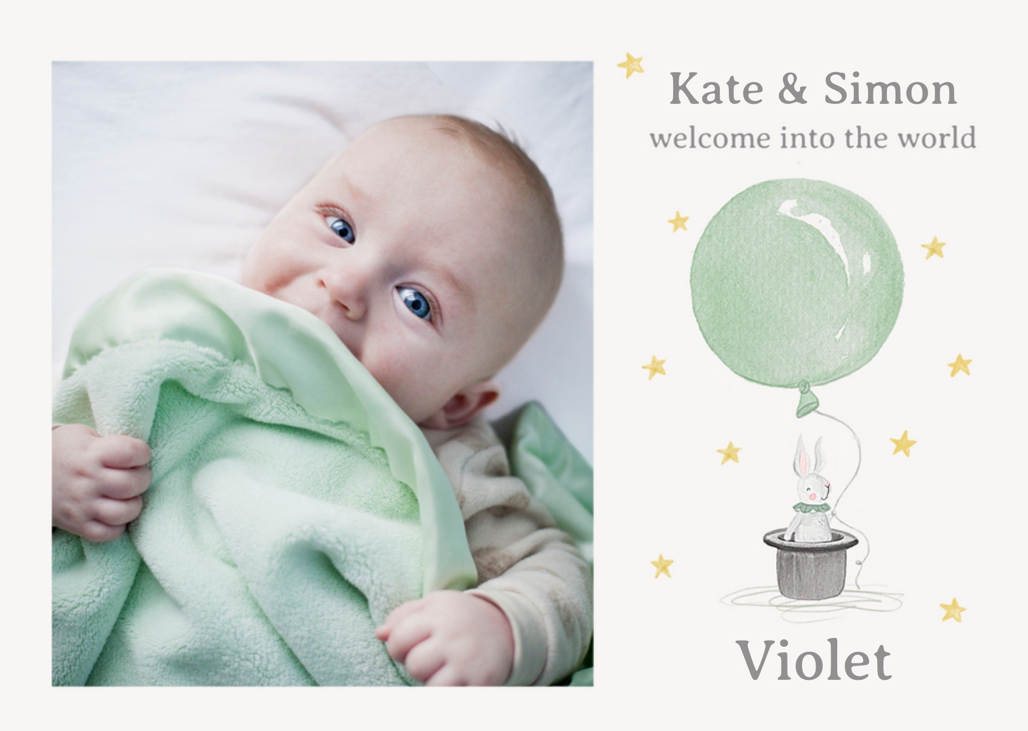 Welcome Into The World Watercolour Photo Upload New Baby Card Ecard