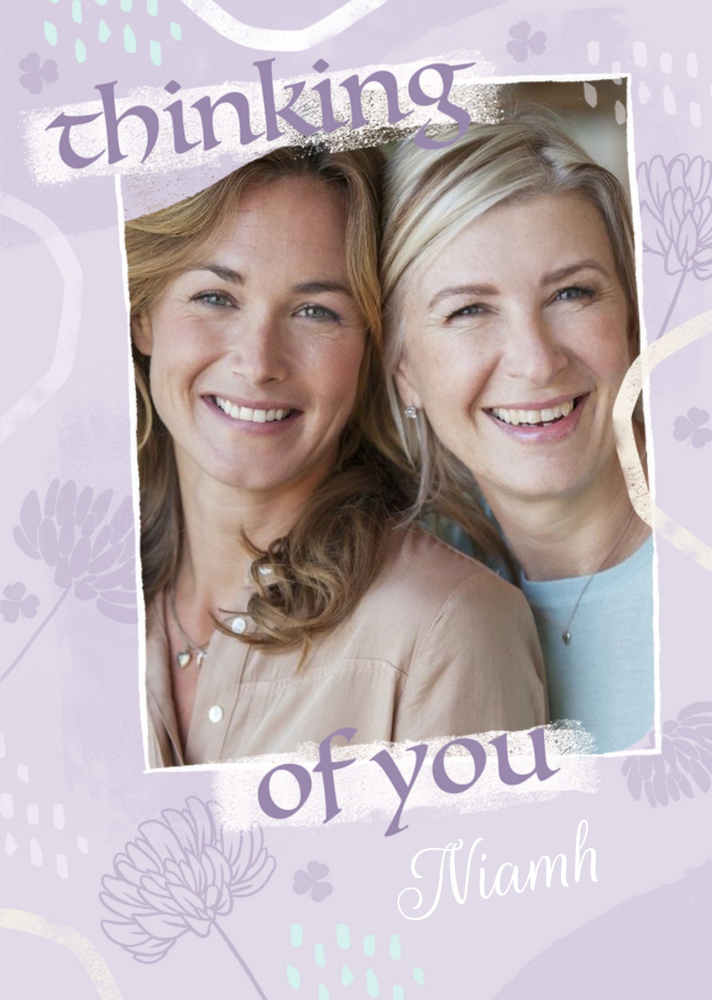 Lilac Illustrated Photo Upload Thinking Of You Card