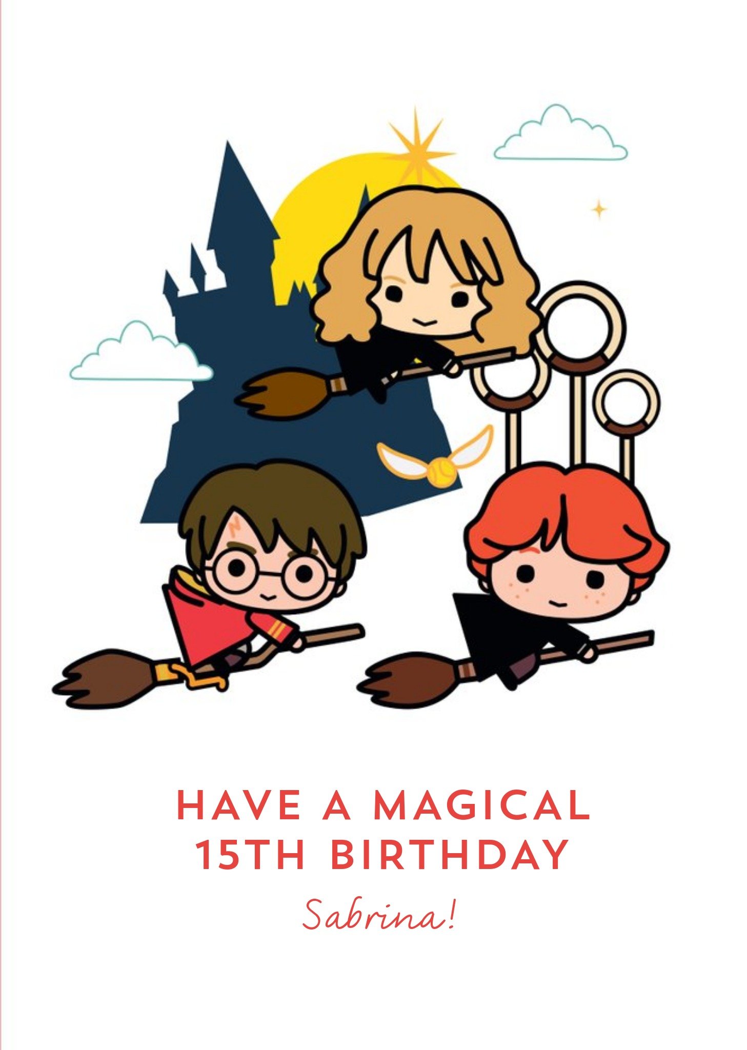 Harry Potter Ron Weasley Hermione Granger 15th Birthday Card, Large