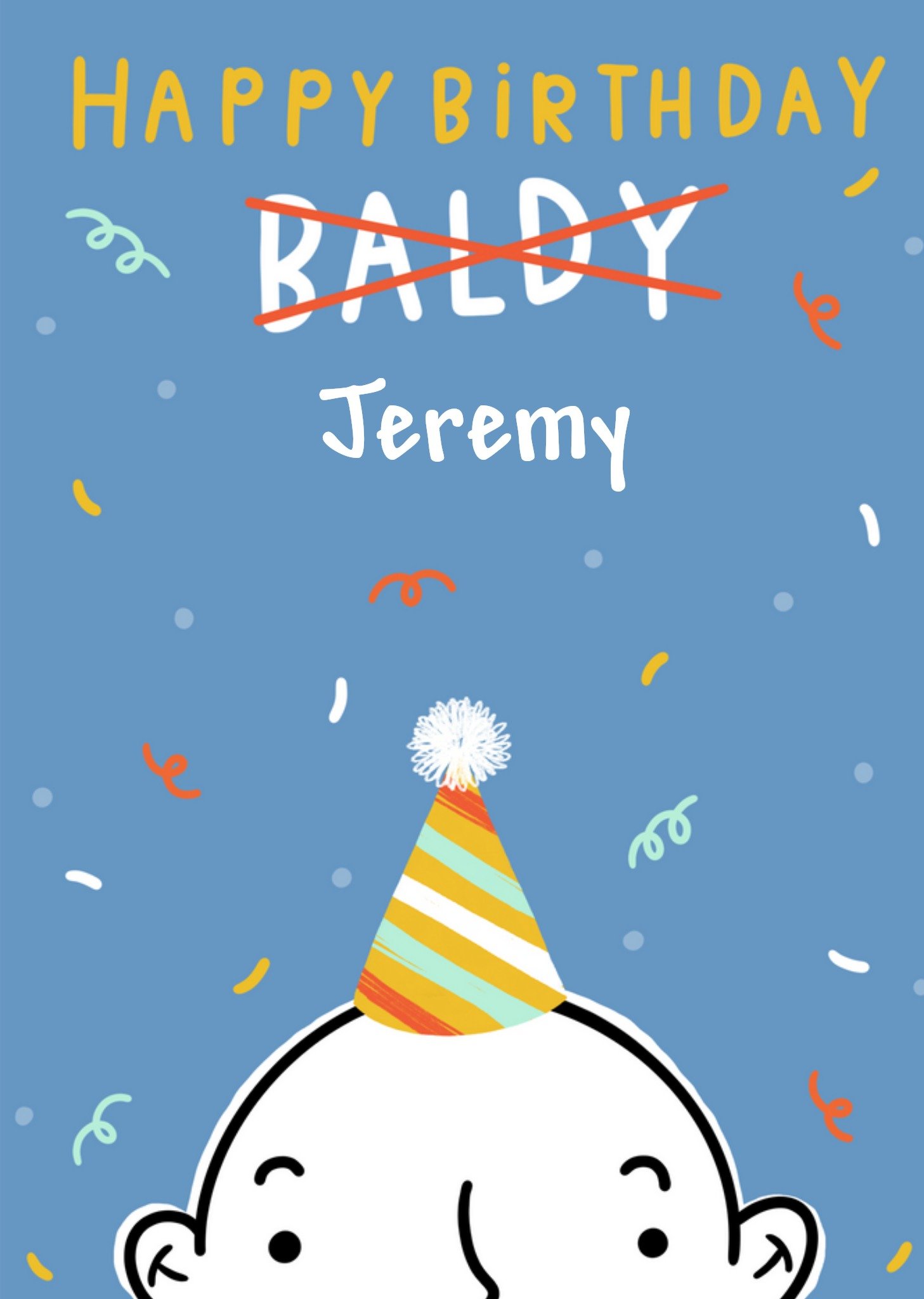 Moonpig Jess Moorhouse Funny Happy Birthday Baldy Card, Large