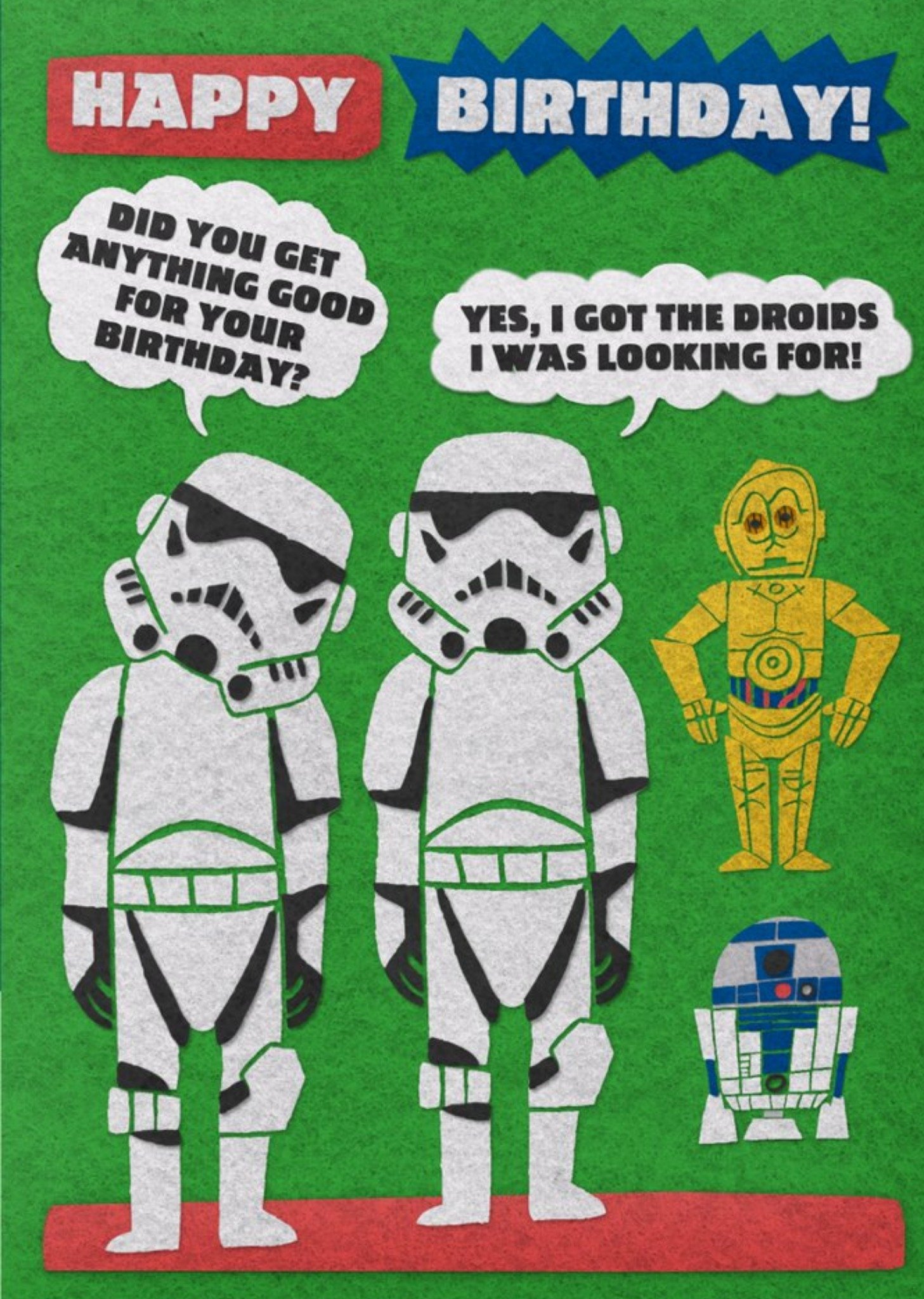 Disney Birthday Card - Star Wars - Stormtroopers - Droids, Large