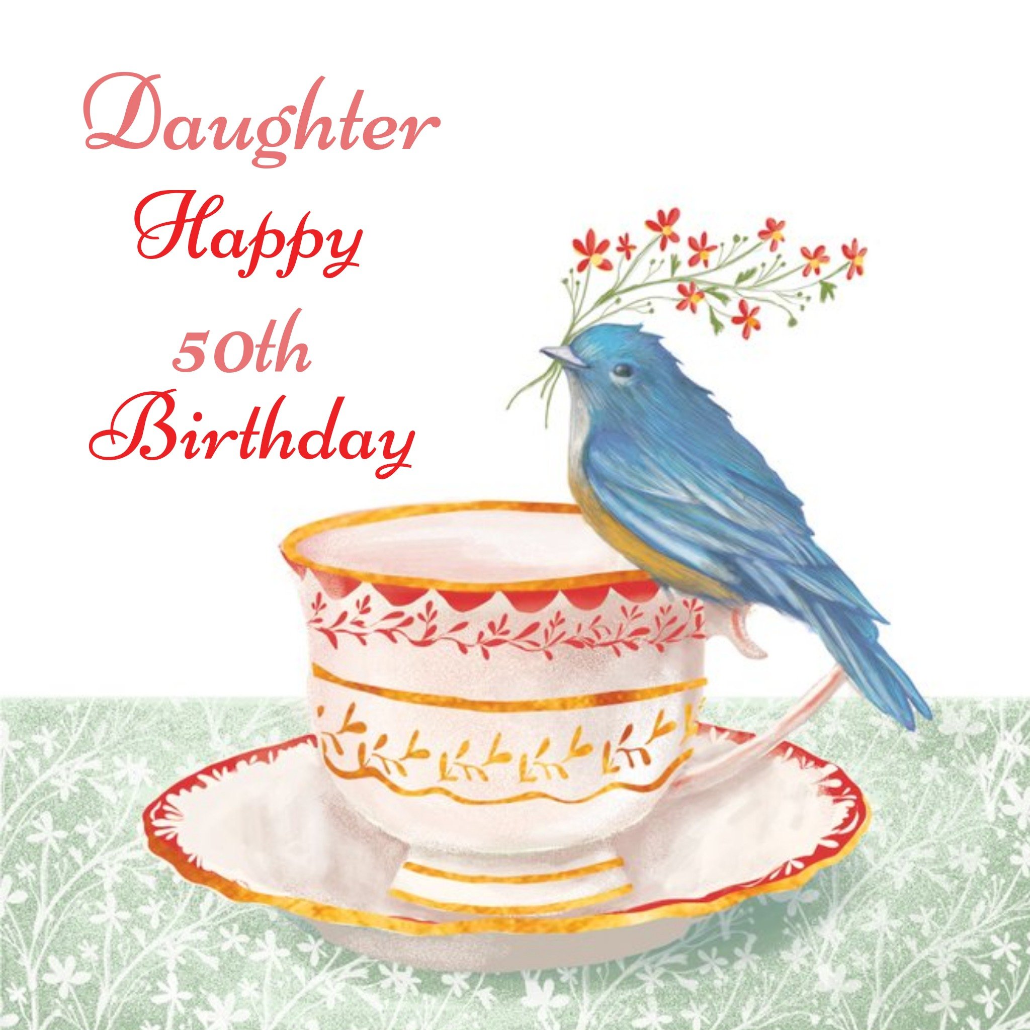Ling Design Traditional Daughter Happy 50th Birthday Card, Large