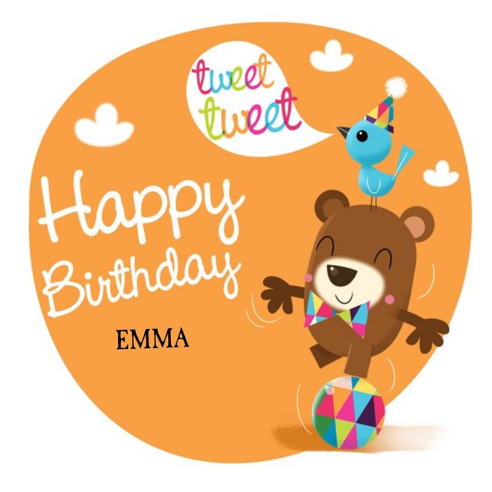 Balancing Bear And Friends Happy Birthday Kids Card